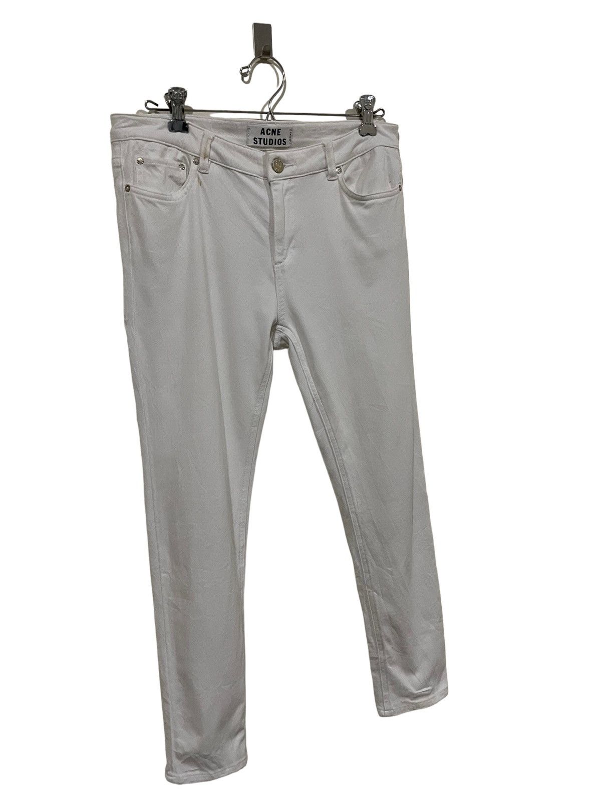 Acne Studios ACNE Studios Skin 5 Silver Blue Elastic Blank White Pant Size 31" - 2 Thumbnail