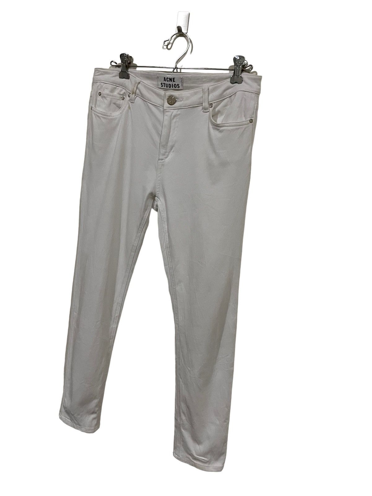 Acne Studios ACNE Studios Skin 5 Silver Blue Elastic Blank White Pant Size 31" - 3 Thumbnail