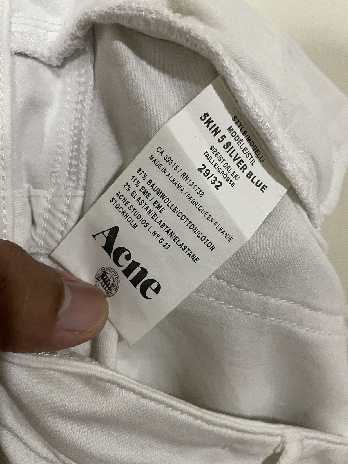 Acne Studios ACNE Studios Skin 5 Silver Blue Elastic Blank White Pant Size 31" - 13 Thumbnail