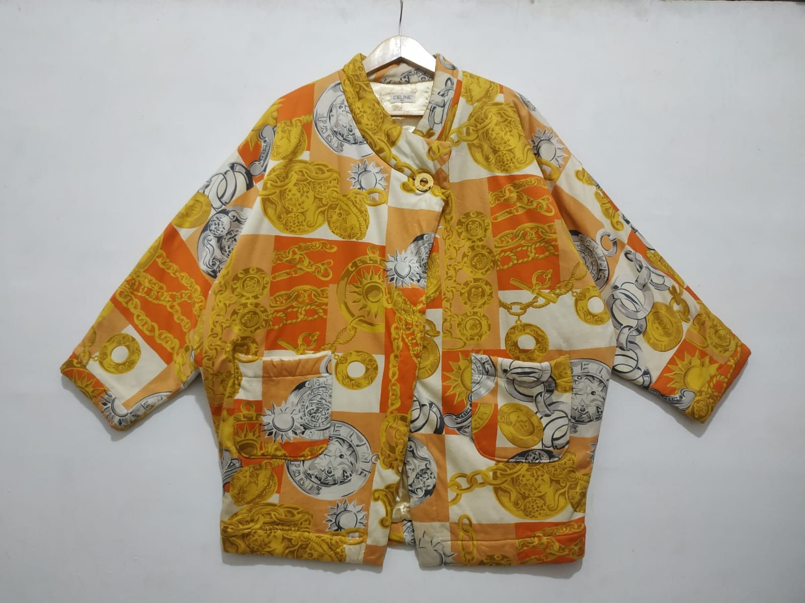 Celine 90'S Vintage Celine Puffer Baroque Chain Coat Jacket Size L / US 10 / IT 46 - 1 Thumbnail