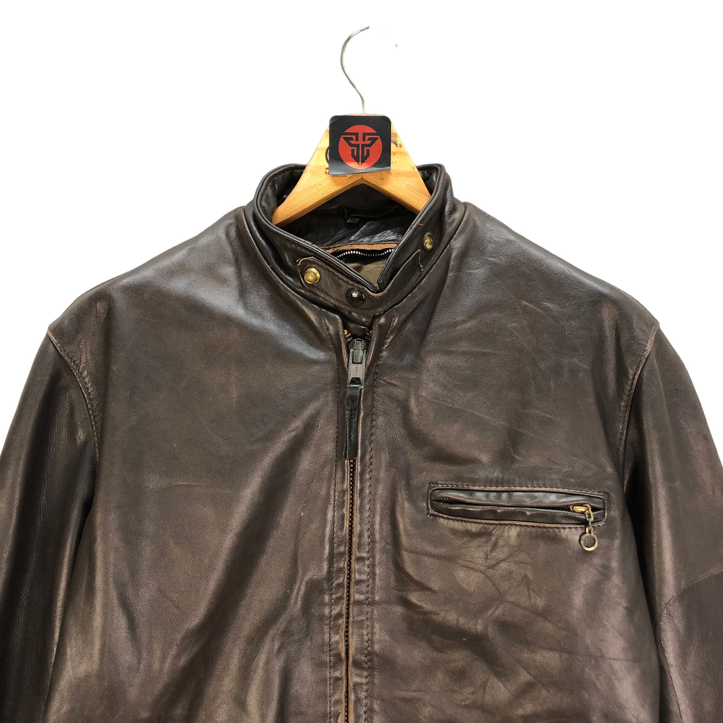 Schott VINTAGE 80's SCHOTT CAFE RACER LEATHER JACKET #6944-101 Size US M / EU 48-50 / 2 - 2 Thumbnail