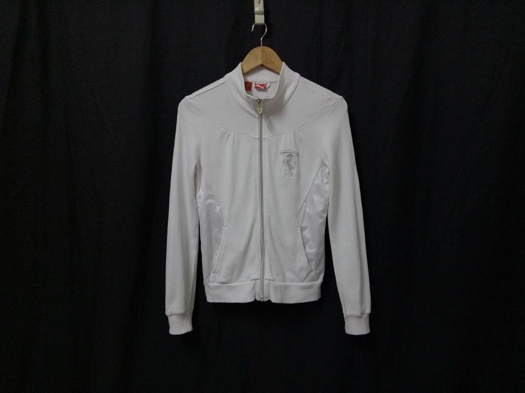 image of Scuderia Ferrari Top Track Zip Up Jacket in White, Men's (Size Small)