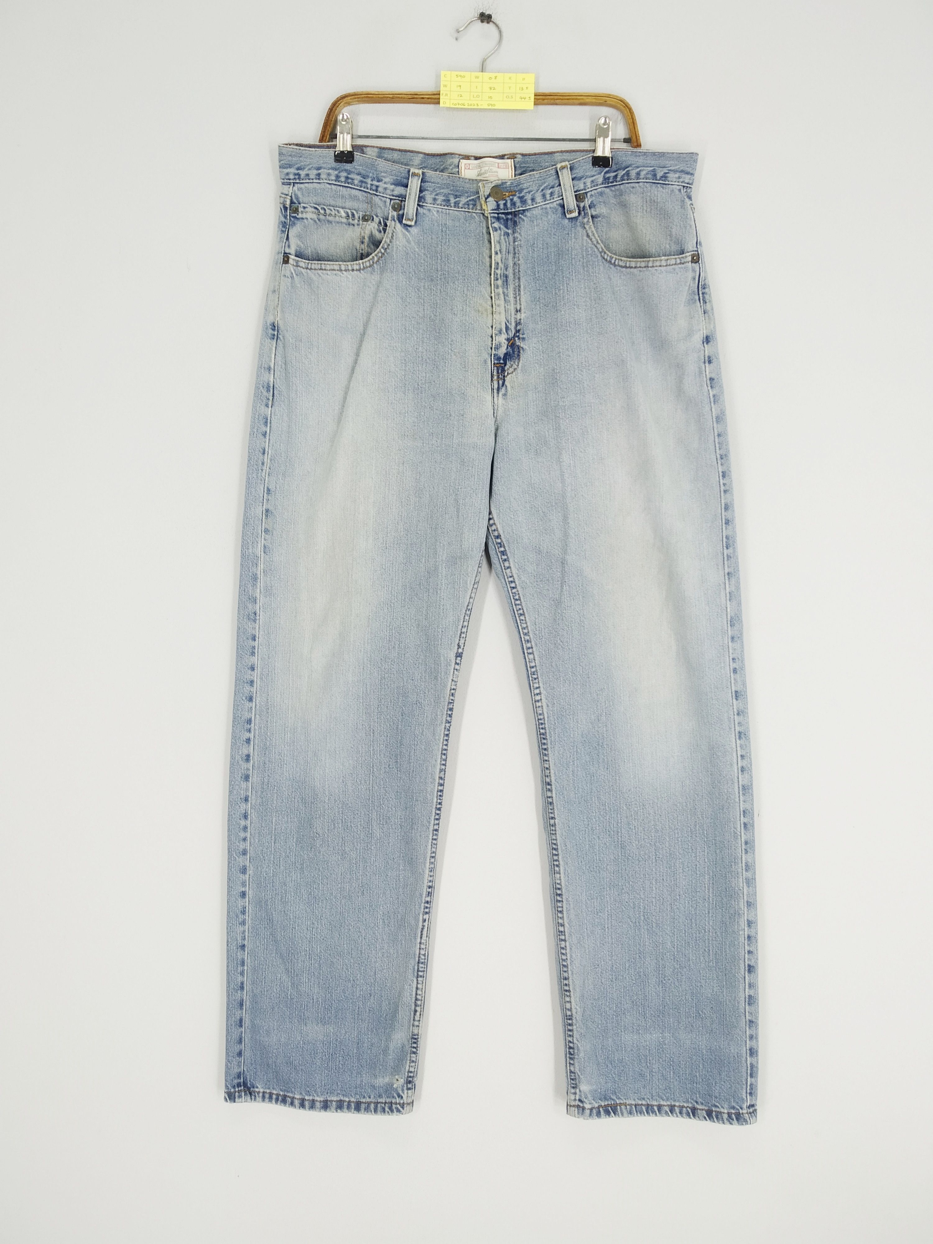image of Size 38 Levi's Strauss Stonewash Faded Blue Denim Jeans in Stonewash Blue, Men's