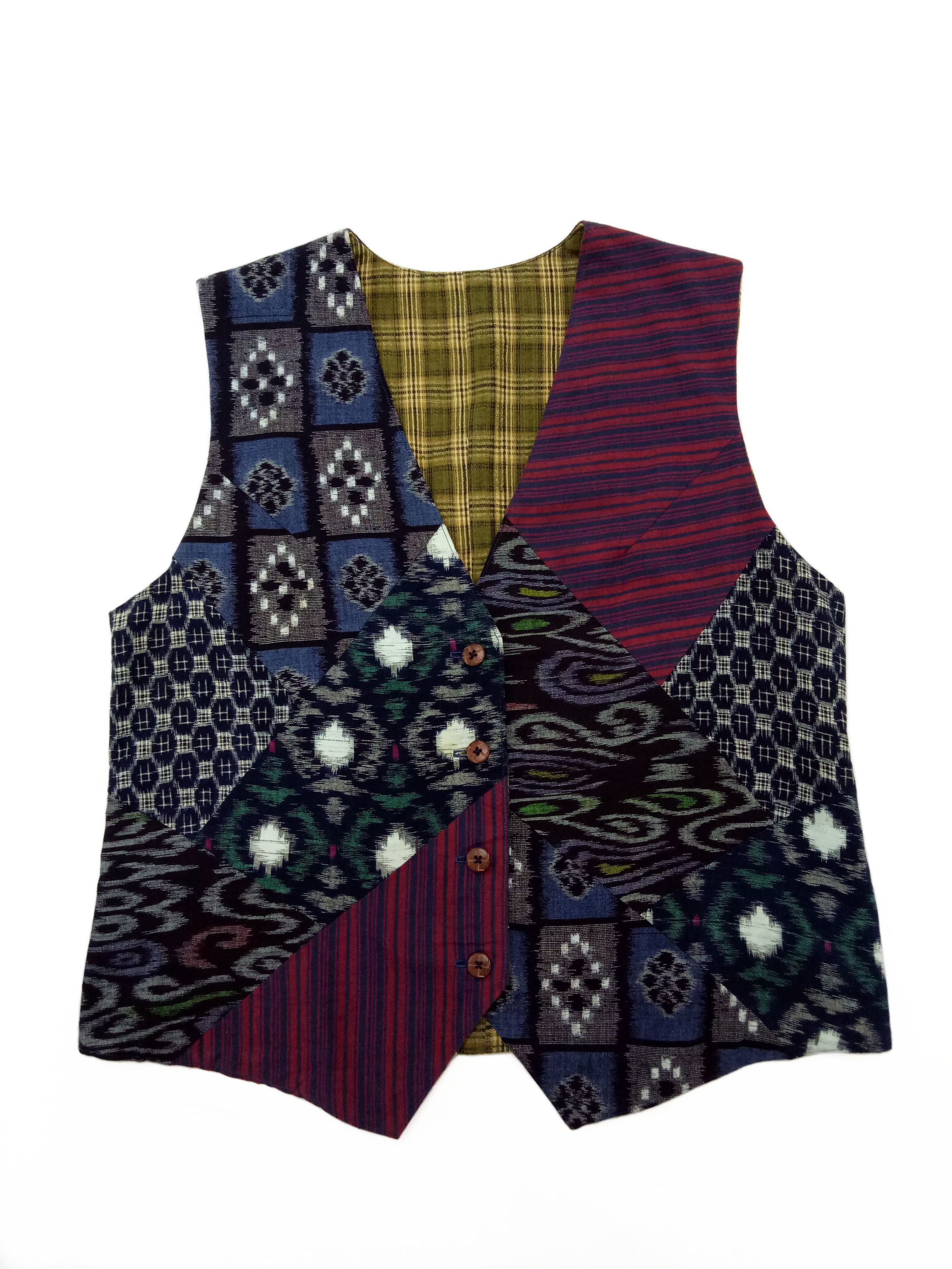 Indigo 🔥Reversible Awesome Patchwork Vest Art Design Size US M / EU 48-50 / 2 - 1 Thumbnail