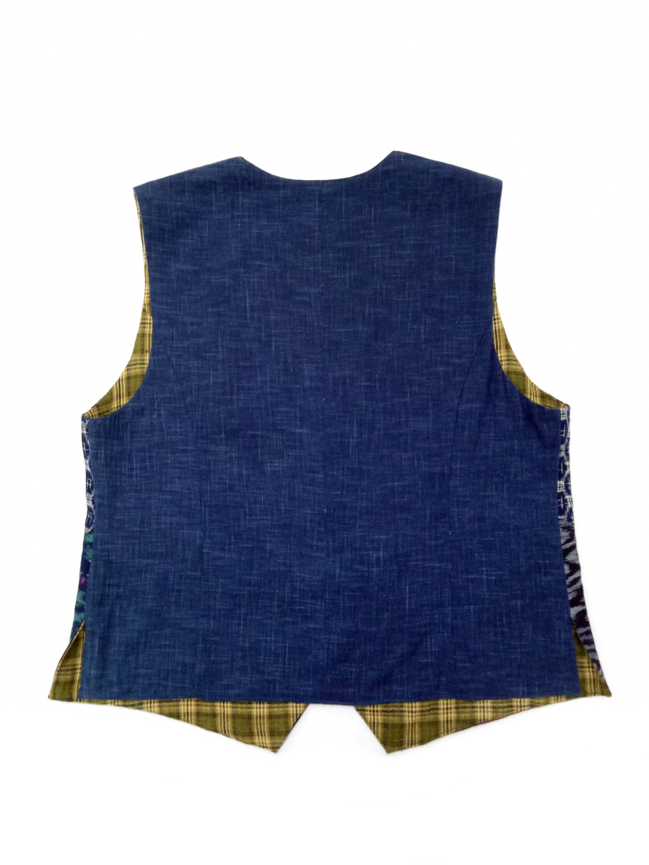 Indigo 🔥Reversible Awesome Patchwork Vest Art Design Size US M / EU 48-50 / 2 - 4 Thumbnail