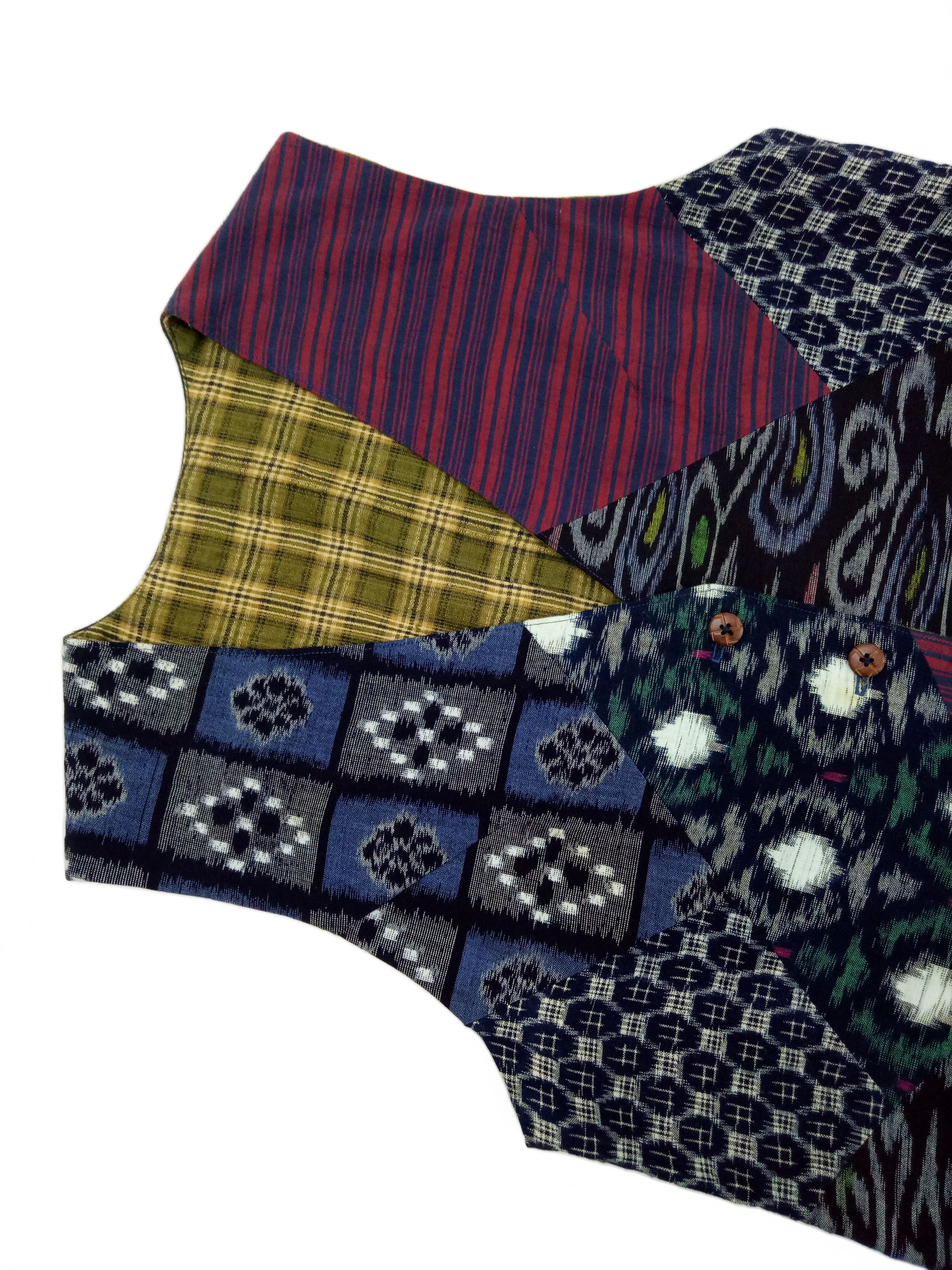 Indigo 🔥Reversible Awesome Patchwork Vest Art Design Size US M / EU 48-50 / 2 - 2 Thumbnail