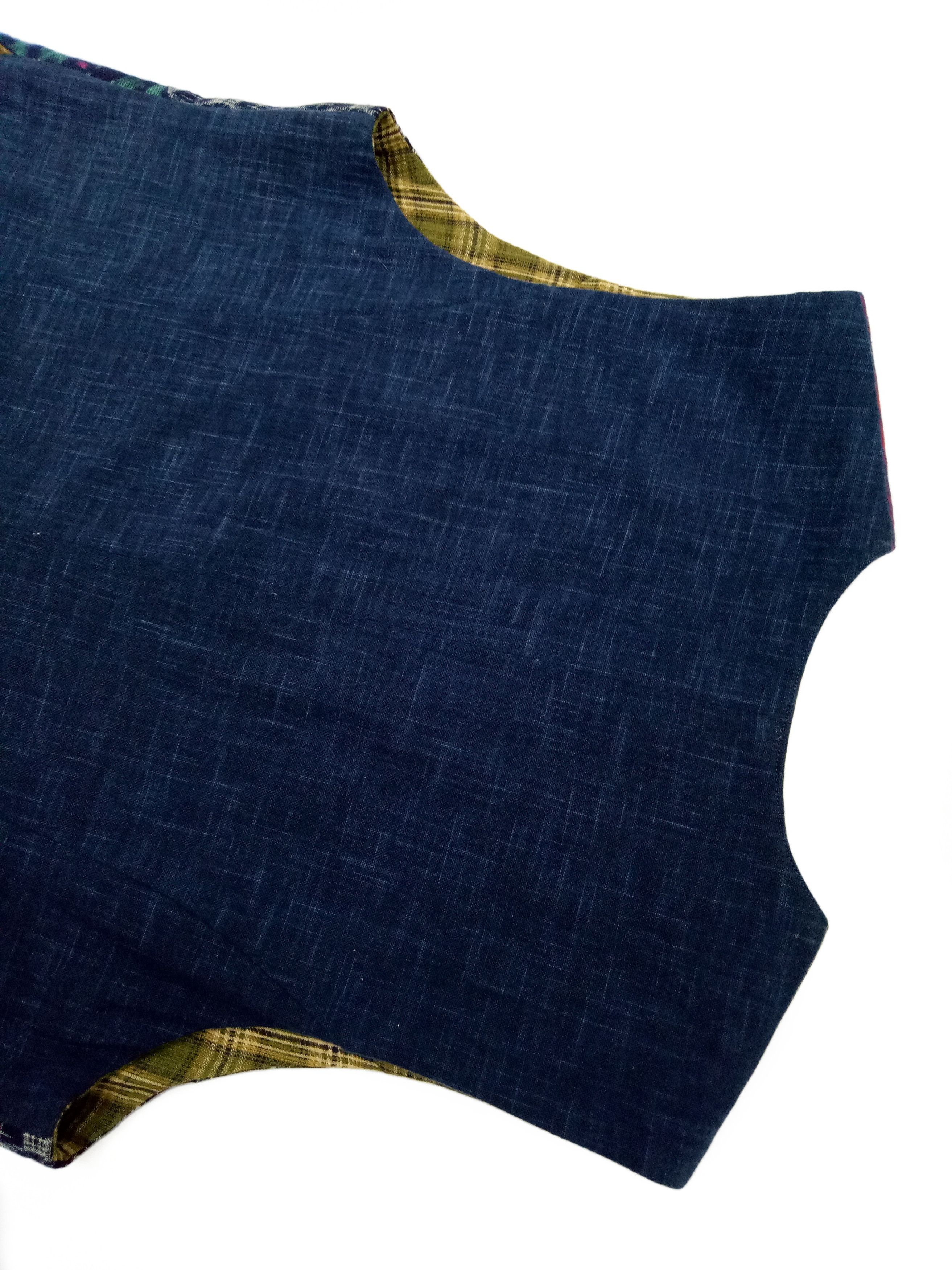 Indigo 🔥Reversible Awesome Patchwork Vest Art Design Size US M / EU 48-50 / 2 - 5 Thumbnail