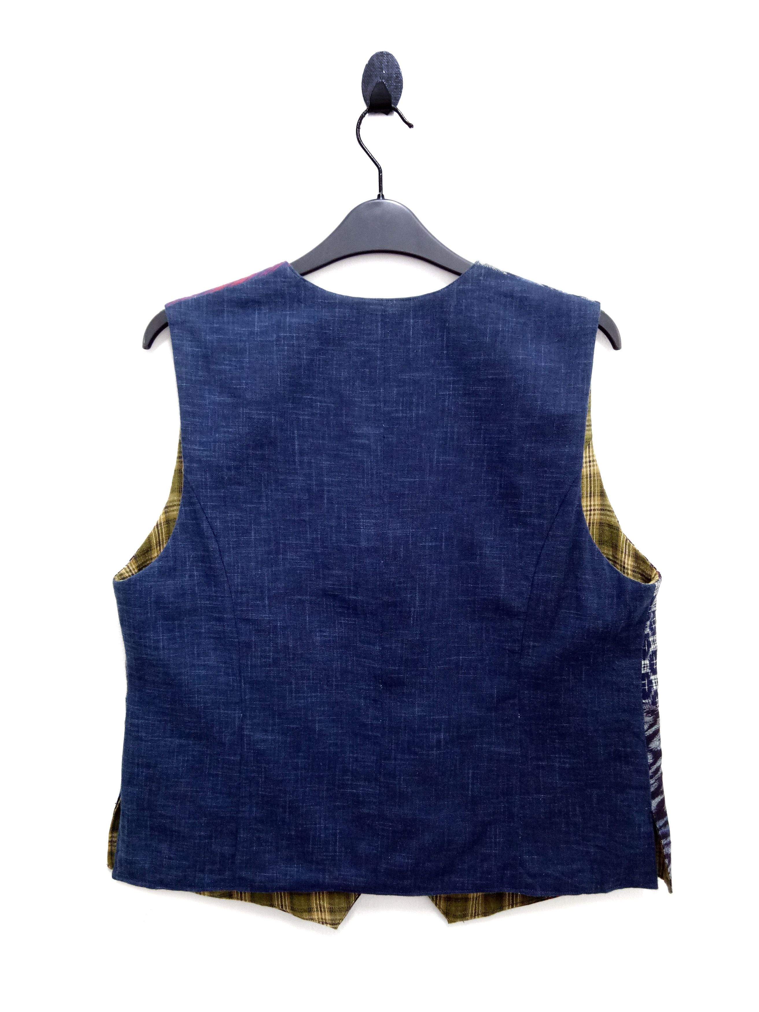Indigo 🔥Reversible Awesome Patchwork Vest Art Design Size US M / EU 48-50 / 2 - 14 Thumbnail