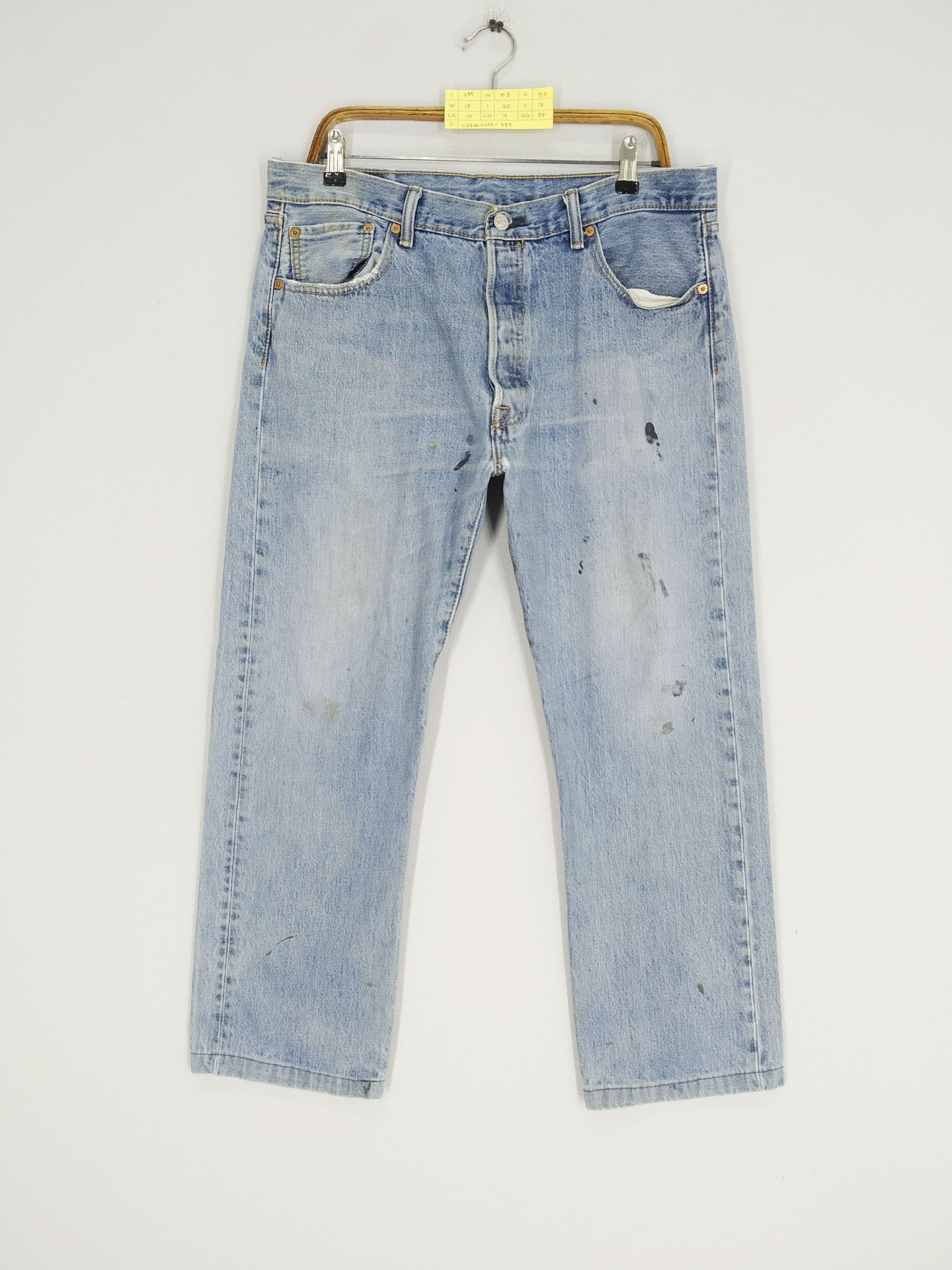 Size 36 Vintage Levi's 501 Dirty Jeans Faded Blue Denim Jean