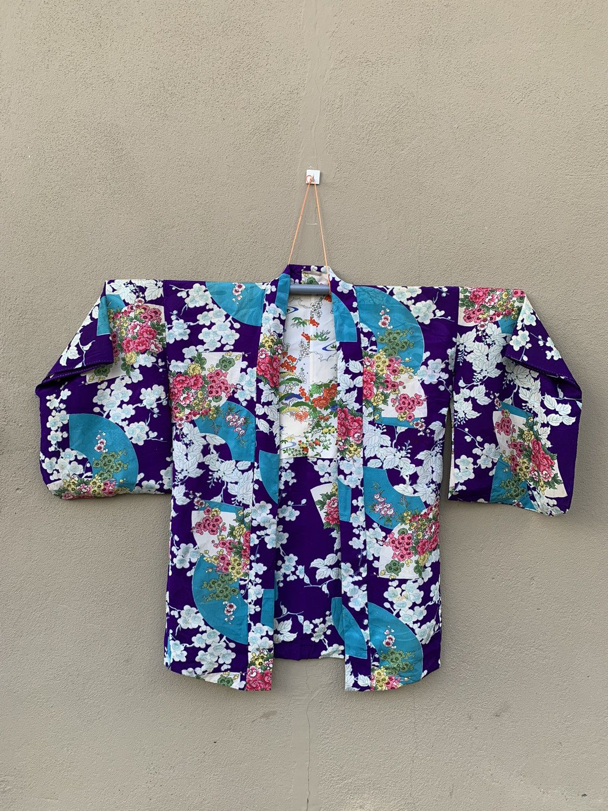 image of Kimono Japan Dragon x Vintage Japanese Silk Kimono Flora Short Kimono in Purple, Men's (Size Large)