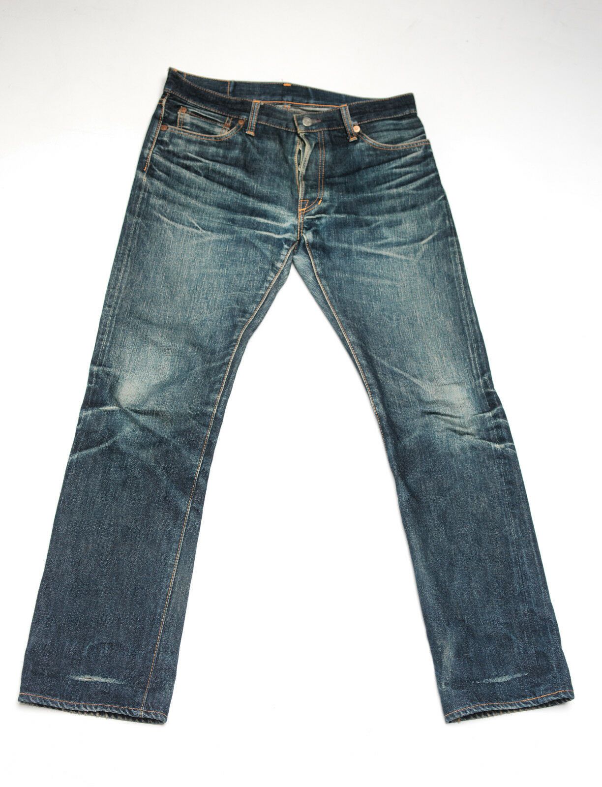 The Real McCoy's Butler JOE MCCOY Jeans Fades Distressed Selvedge Dry ...