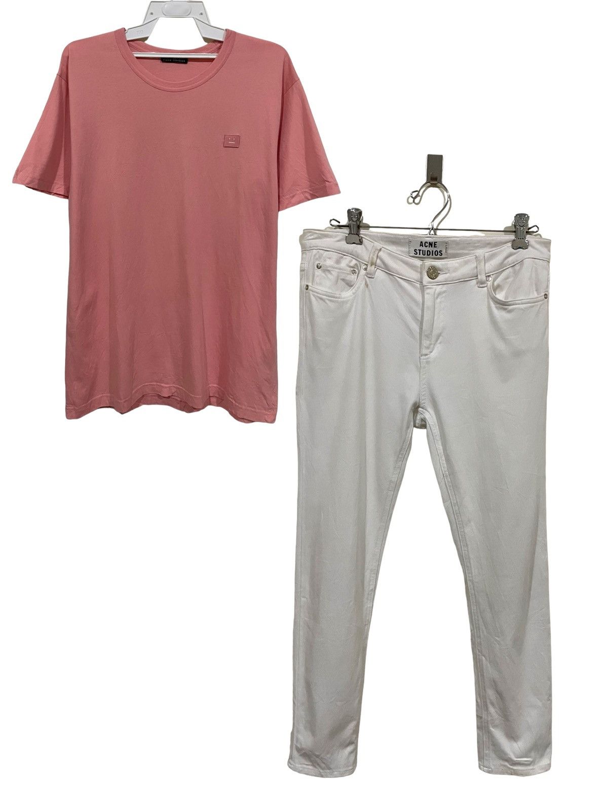 Combo🌟 ACNE Studios Nash Face Tee + Skin 5 Silver Blue Pants