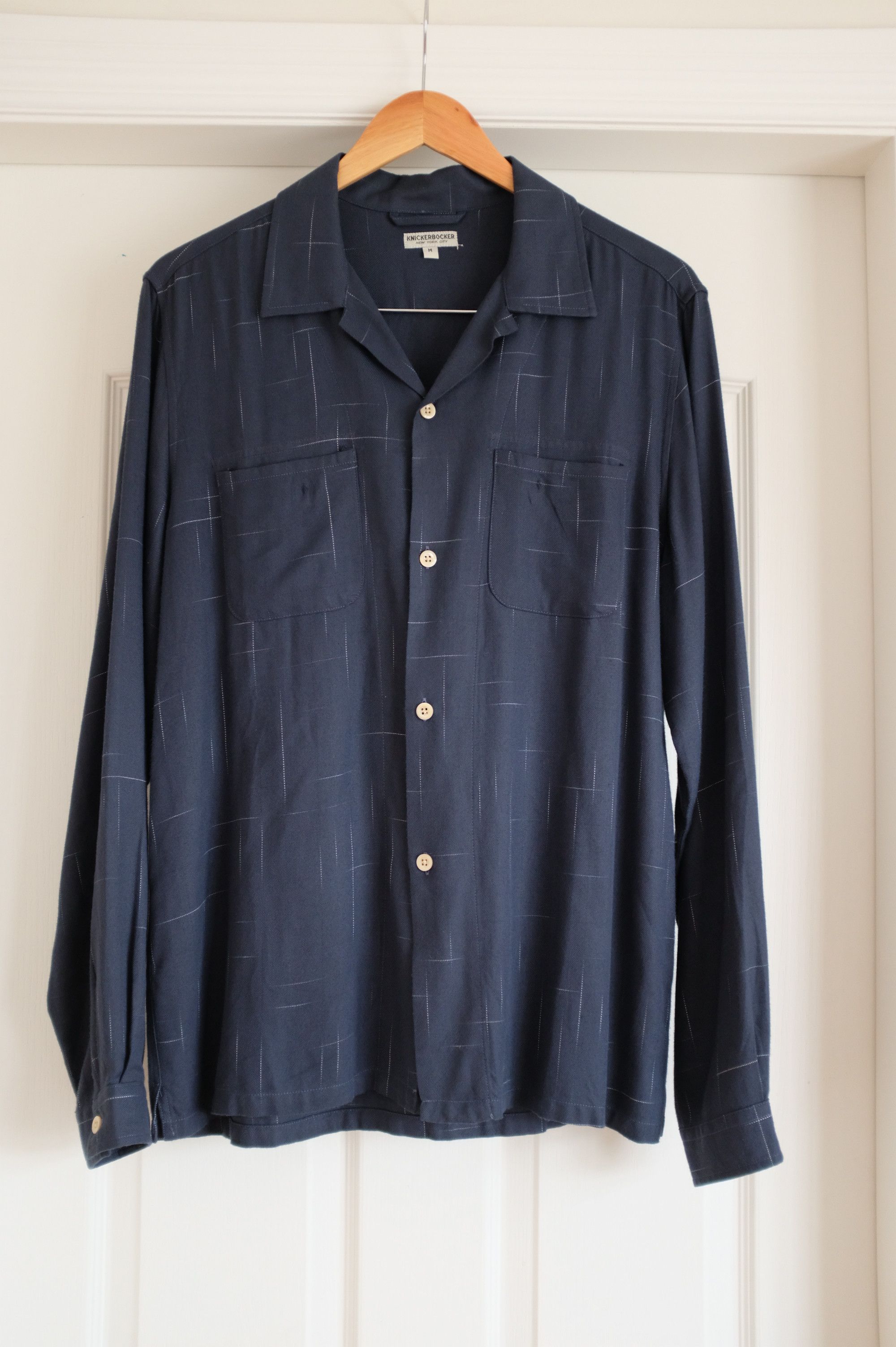 image of Knickerbocker Mfg Co Camp Collar Shirt in Blue, Men's (Size Medium)