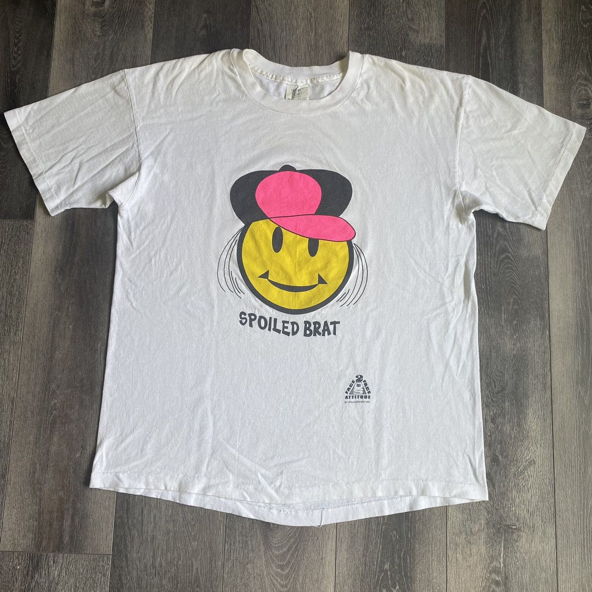 Vintage Vintage 1990s Spoiled Brat Smiley Parody Funny Logo T Shirt Size US XL / EU 56 / 4 - 1 Thumbnail