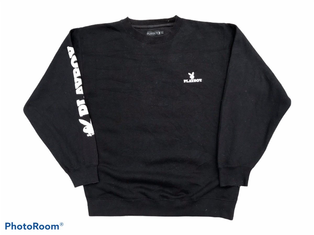 Playboy 💥RARE💥Vintage 90s Spellout PLAYBOY Bunny Black Jumper Sz L Size US L / EU 52-54 / 3 - 2 Thumbnail