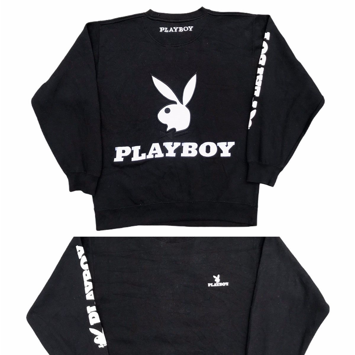 Playboy 💥RARE💥Vintage 90s Spellout PLAYBOY Bunny Black Jumper Sz L Size US L / EU 52-54 / 3 - 1 Thumbnail