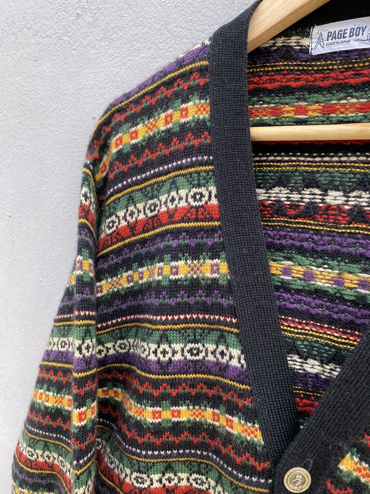 Beauty Beast 💥RARE💥 “PAGE BOY” JAPAN Multicolor Cardigan COOGI Style Size US M / EU 48-50 / 2 - 18 Thumbnail