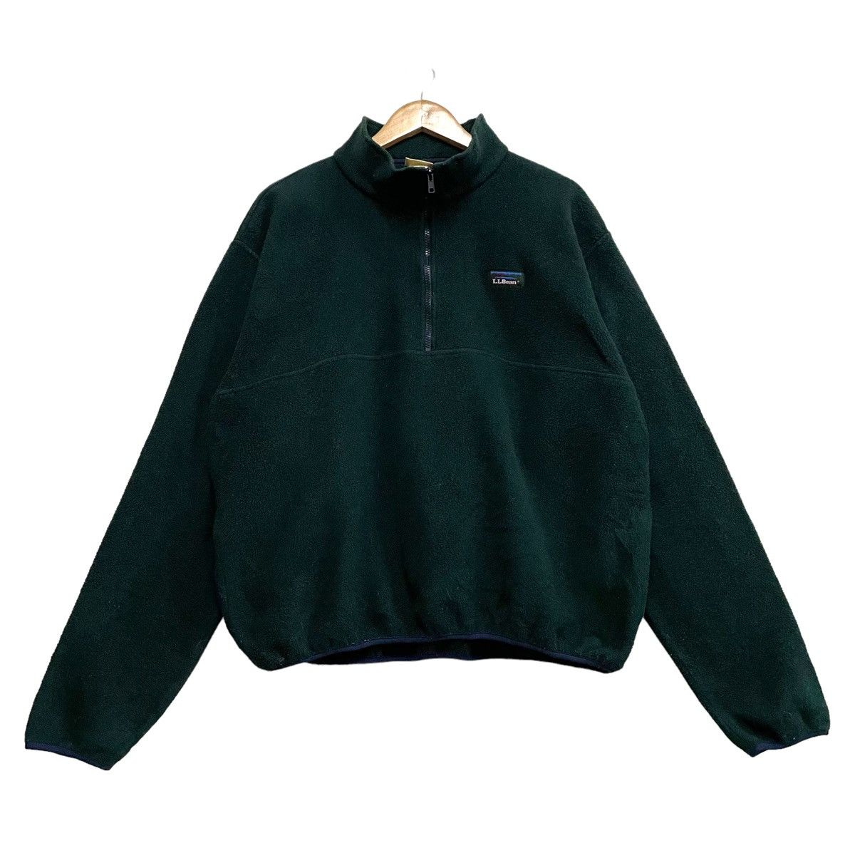 L.L. Bean × Vintage 💥80s LL BEAN HALFZIP SWEATER PULLOVER EMARALD GREEN Size US L / EU 52-54 / 3 - 1 Thumbnail