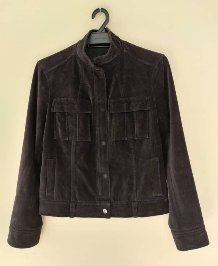 image of Burberry Velvet Jacket in Black, Women's (Size XS)