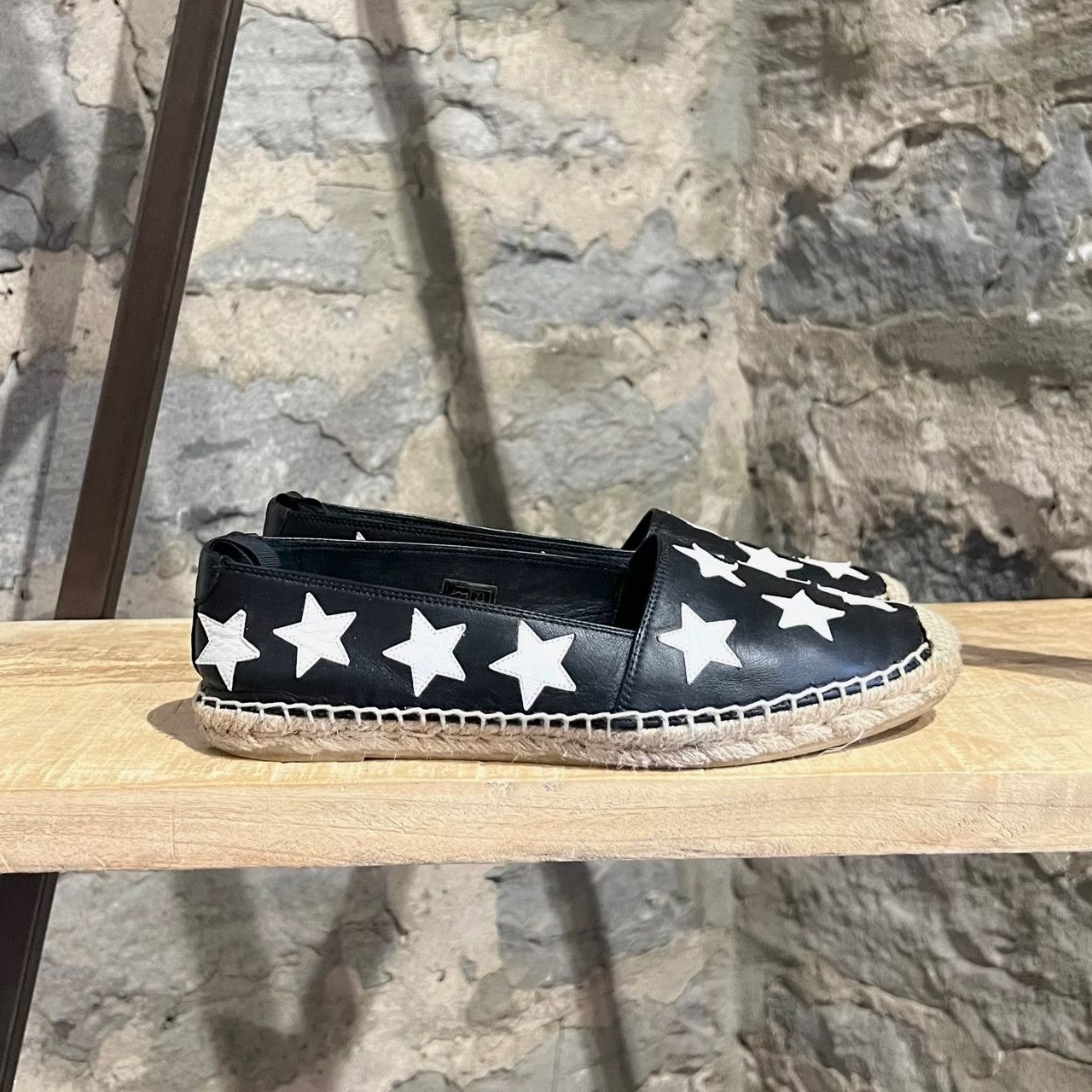 Saint Laurent Paris Saint Laurent Black Leather Star Appliqué Espadrilles Size US 8 / IT 38 - 2 Thumbnail