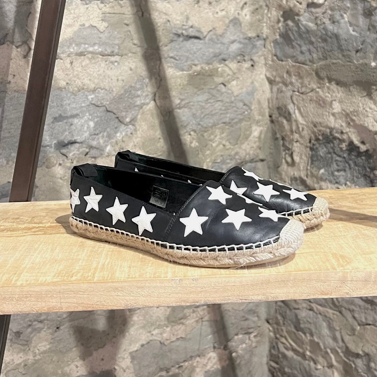 Saint Laurent Paris Saint Laurent Black Leather Star Appliqué Espadrilles Size US 8 / IT 38 - 1 Thumbnail