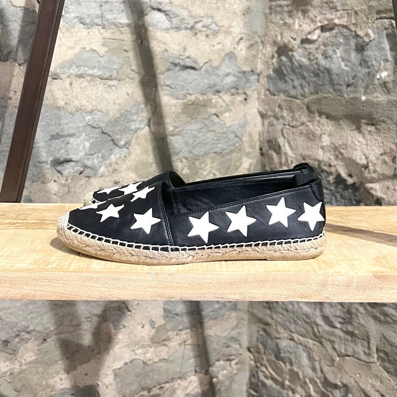 Saint Laurent Paris Saint Laurent Black Leather Star Appliqué Espadrilles Size US 8 / IT 38 - 3 Thumbnail