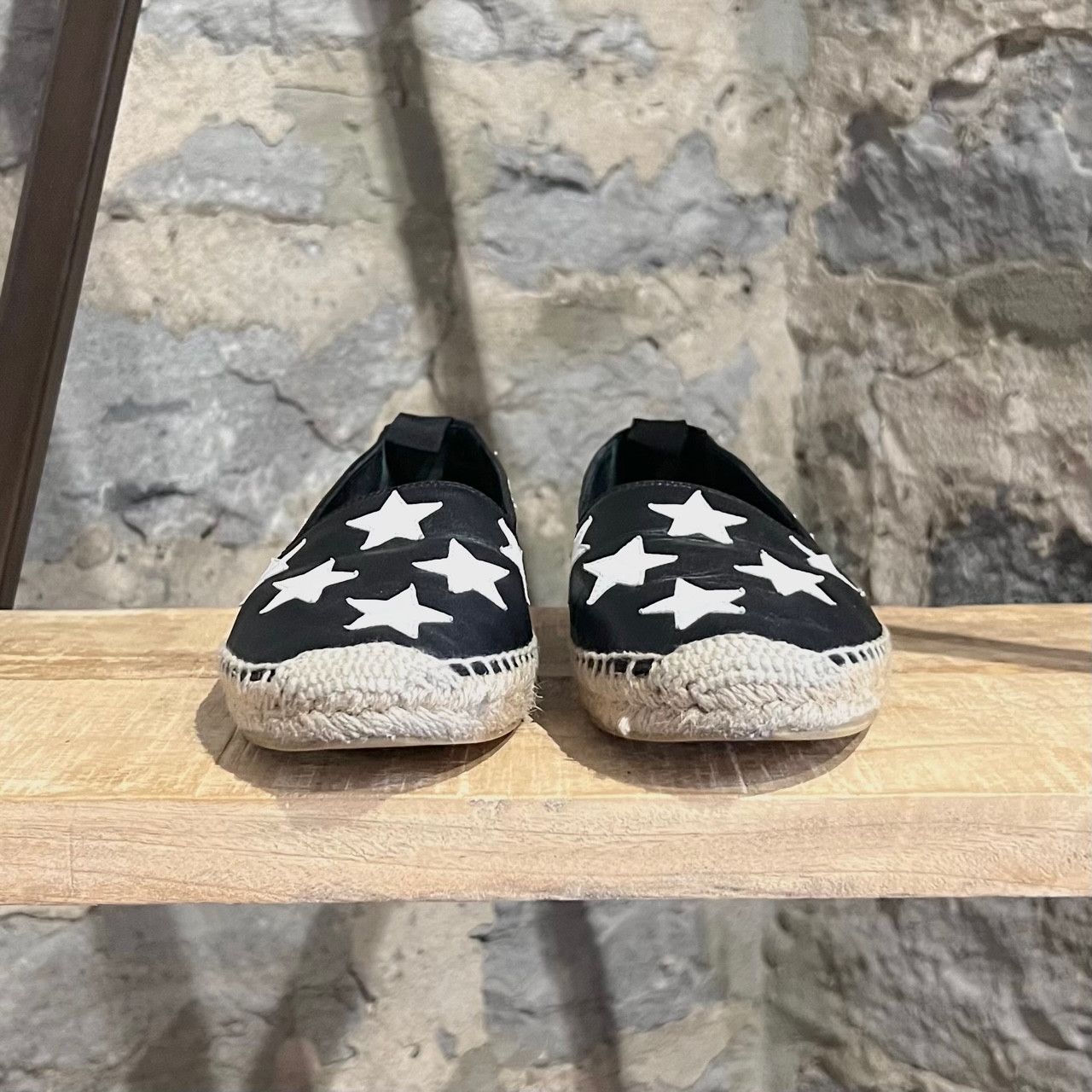 Saint Laurent Paris Saint Laurent Black Leather Star Appliqué Espadrilles Size US 8 / IT 38 - 4 Thumbnail