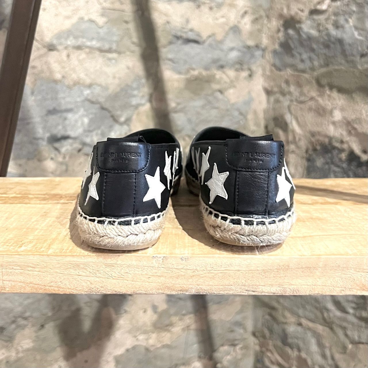 Saint Laurent Paris Saint Laurent Black Leather Star Appliqué Espadrilles Size US 8 / IT 38 - 6 Thumbnail