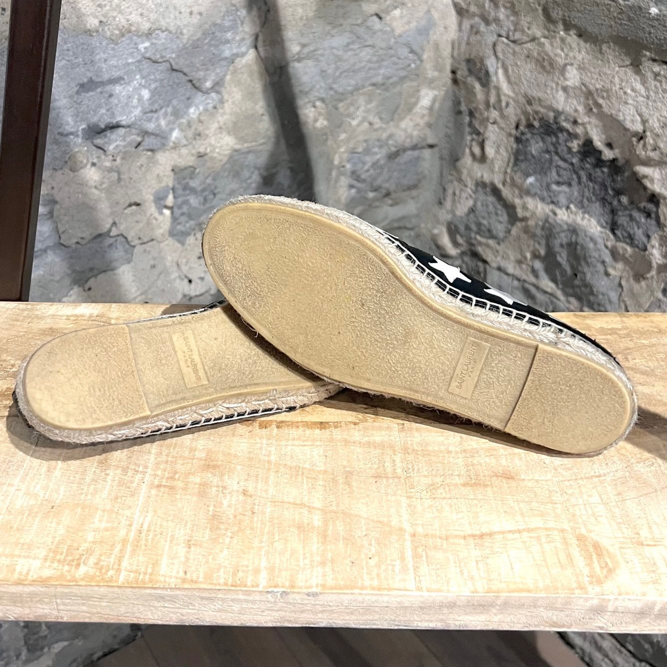 Saint Laurent Paris Saint Laurent Black Leather Star Appliqué Espadrilles Size US 8 / IT 38 - 8 Thumbnail