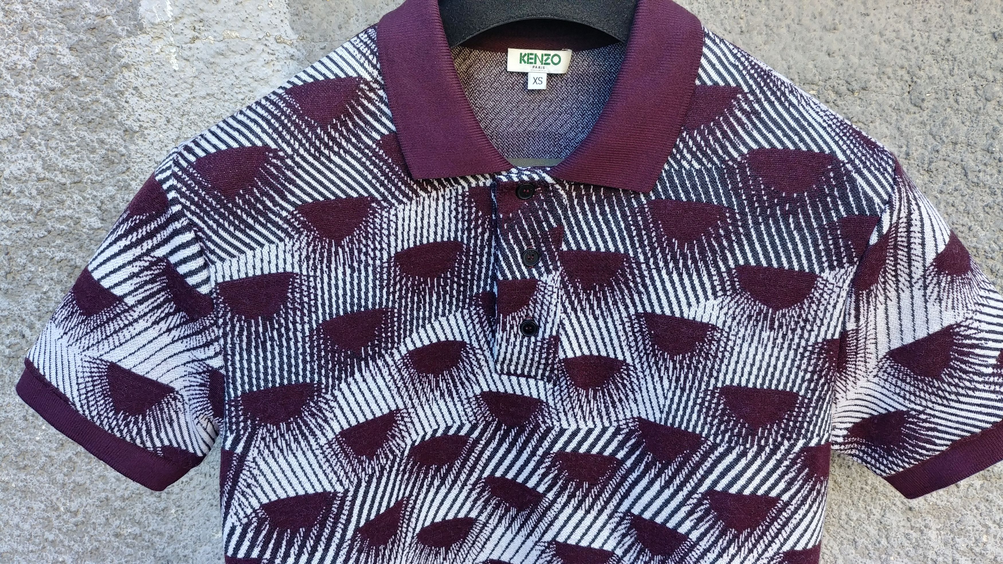 Kenzo Kenzo Burgundy Eye Virgin Wool Men's Polo Shirt T-Shirt Size US XS / EU 42 / 0 - 3 Thumbnail