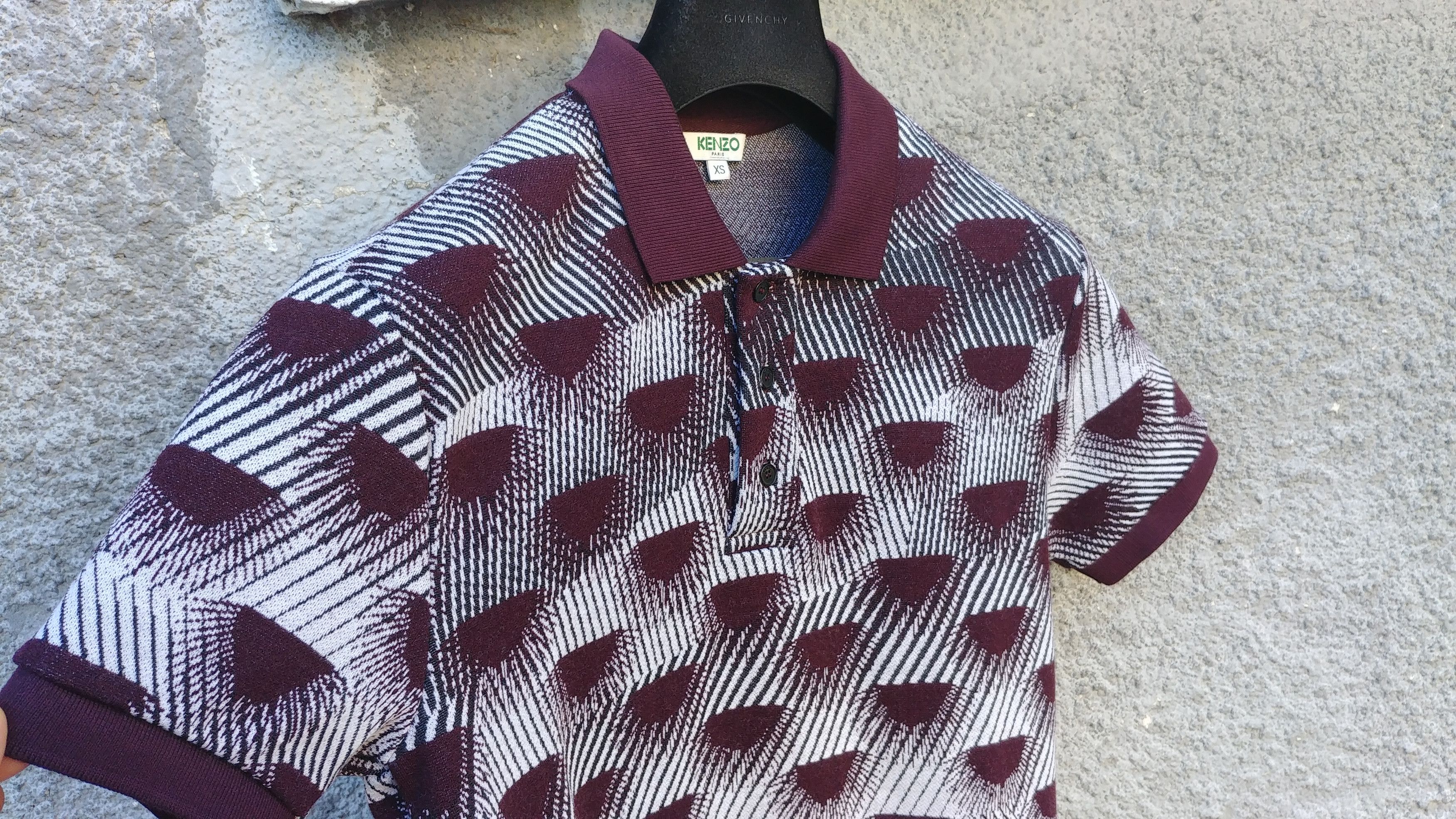 Kenzo Kenzo Burgundy Eye Virgin Wool Men's Polo Shirt T-Shirt Size US XS / EU 42 / 0 - 2 Thumbnail