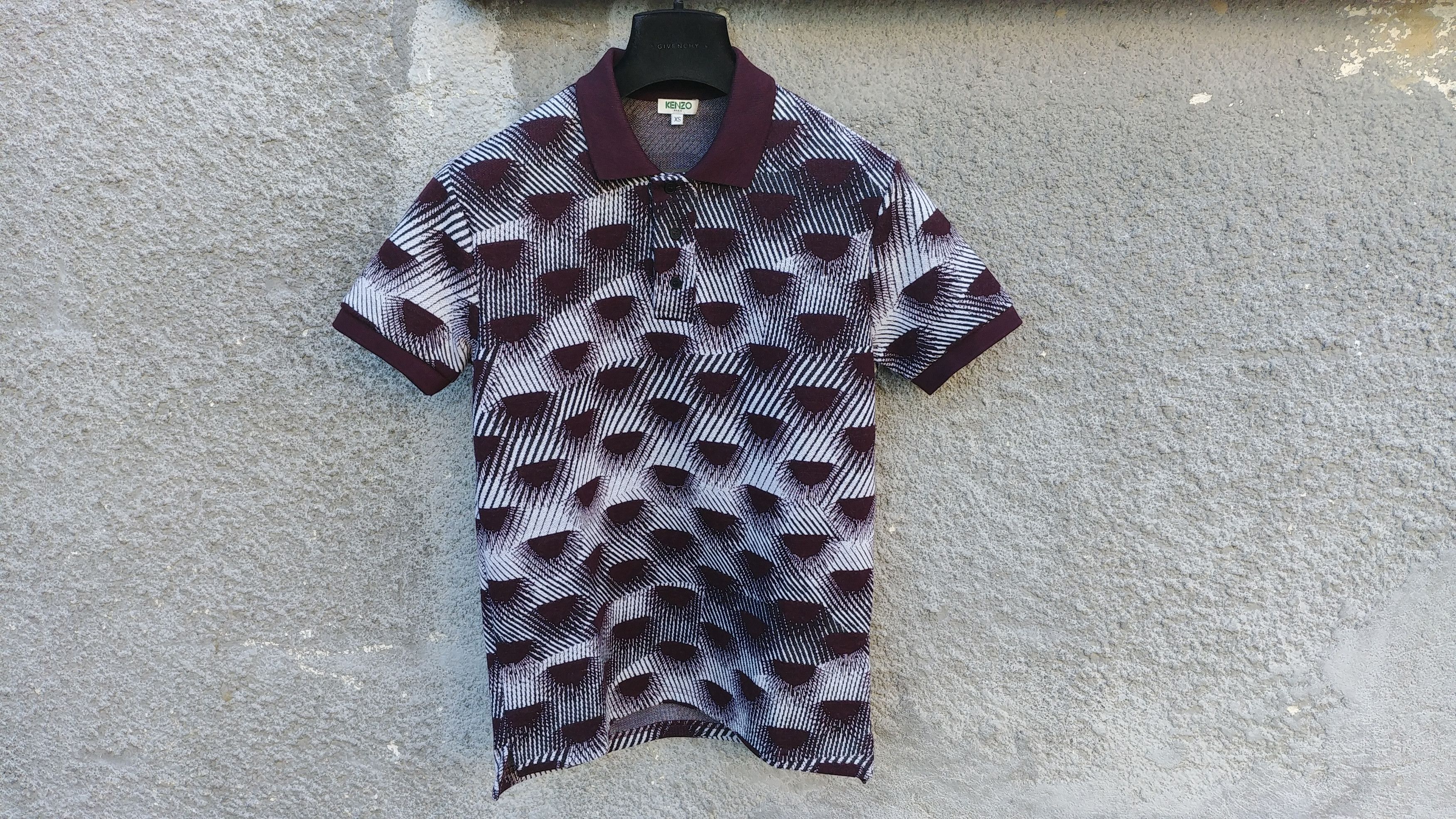 Kenzo Burgundy Eye Virgin Wool Men's Polo Shirt T-Shirt