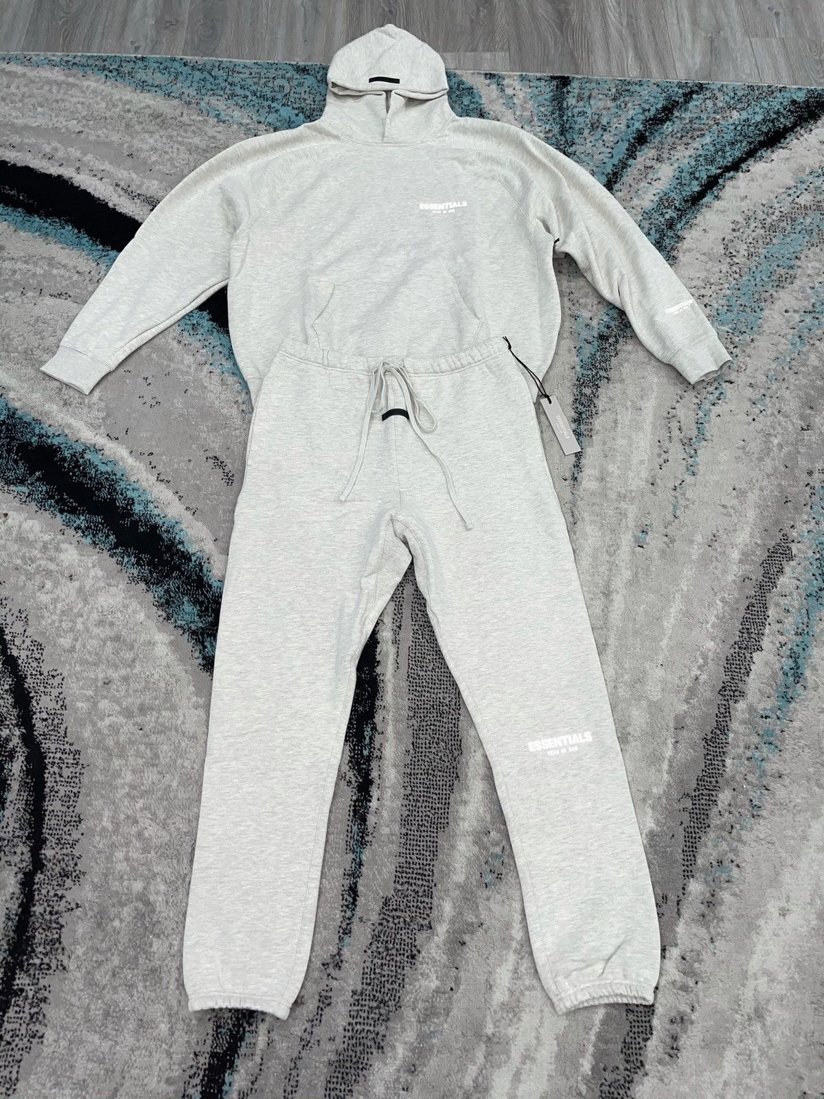 image of Essentials Light Oatmeal Hoodie And Sweatpants, Men's (Size 2XL)