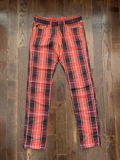 Simone Rocha x H&M Loose Fit Cotton Trousers Pants in Red Black Tartan  Check XS