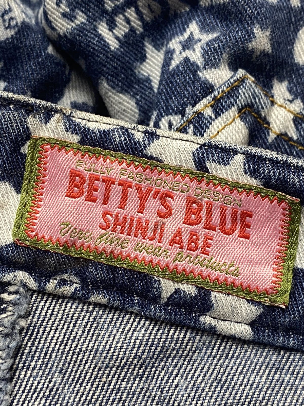 Hysteric Glamour × Japanese Brand 2000s Bettys Blue - Super Flared Printed Denim Pants Size US 28 / EU 44 - 5 Thumbnail