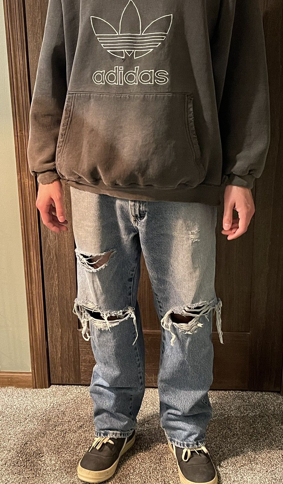 Vintage × Wrangler Wrangler Distressed Denim 36x30 Size US 36 / EU 52 - 2 Thumbnail
