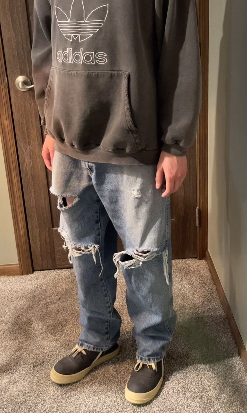 Vintage × Wrangler Wrangler Distressed Denim 36x30 Size US 36 / EU 52 - 3 Thumbnail