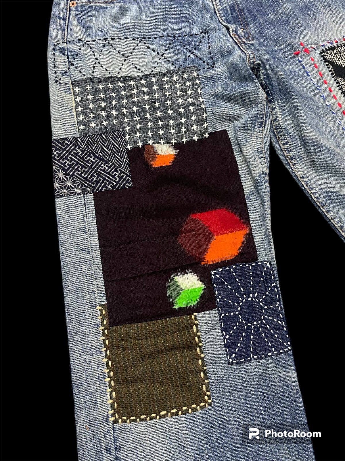 Kapital Very Rare‼️Vintage Levis Custom Sashiko Boro Jeans Size US 30 / EU 46 - 6 Thumbnail