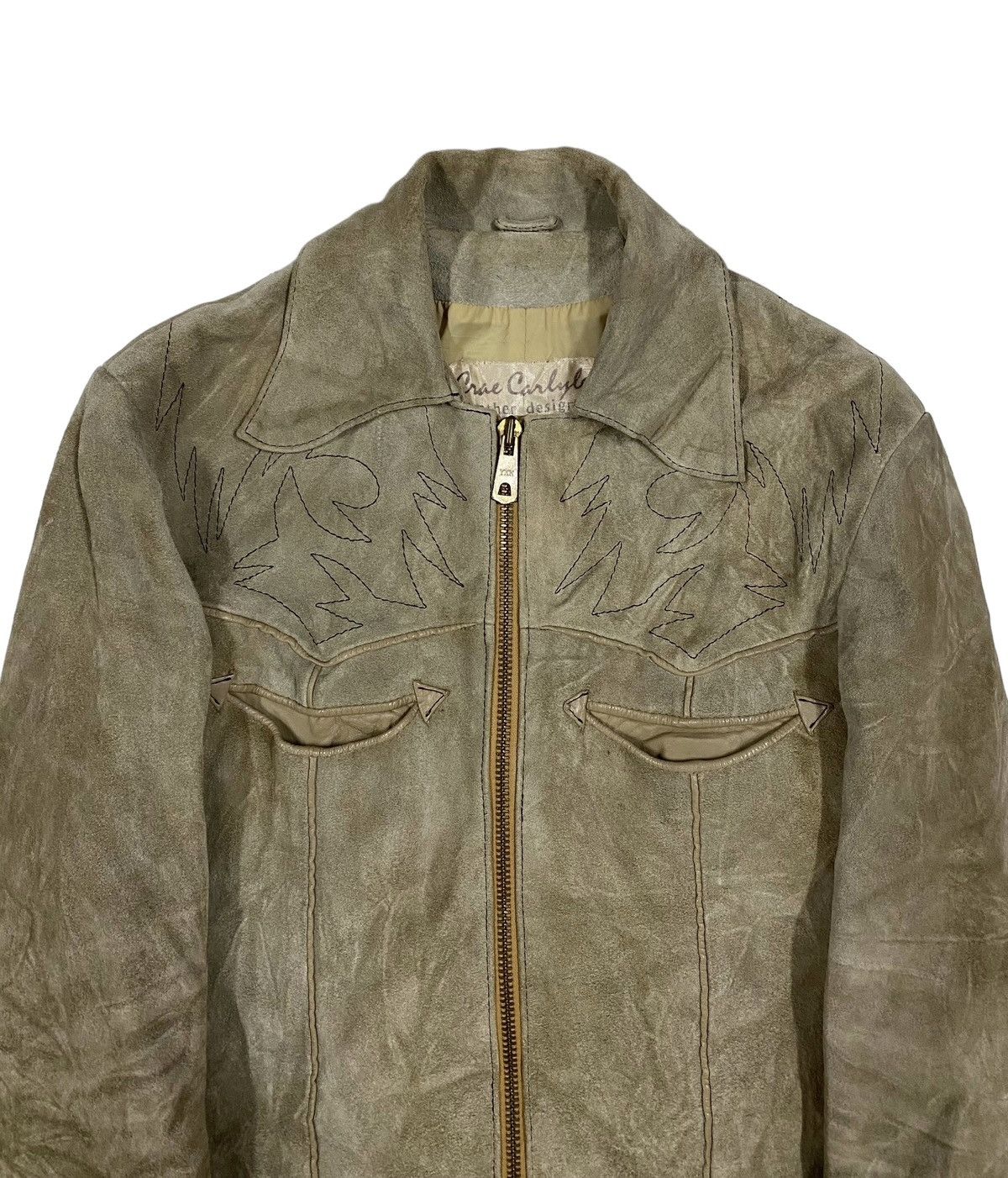 Vintage Vtg🔥Leather Suede Patterned American Style Cowboy Jacket Size US M / EU 48-50 / 2 - 4 Thumbnail