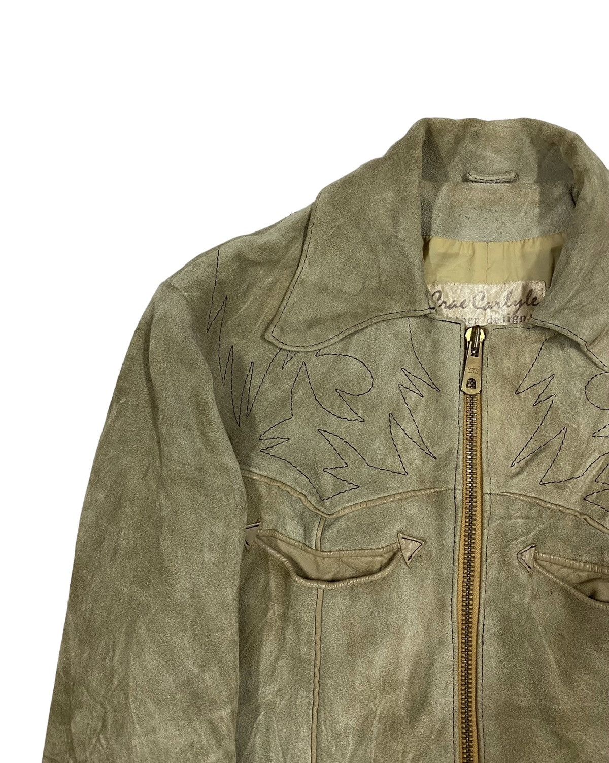 Vintage Vtg🔥Leather Suede Patterned American Style Cowboy Jacket Size US M / EU 48-50 / 2 - 6 Thumbnail