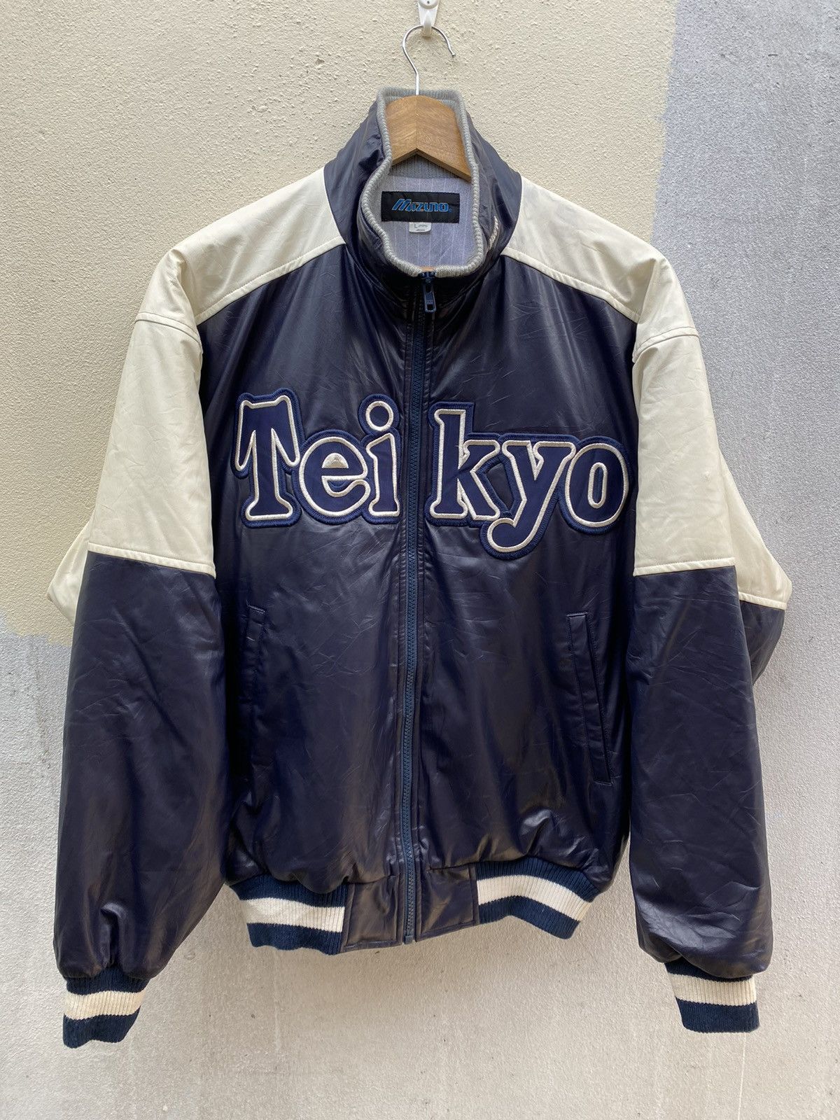 Japanese Brand × Mizuno 90s J. Shimura Mizuno Teikyo Down Baseball Leather Jackets Size US L / EU 52-54 / 3 - 1 Thumbnail