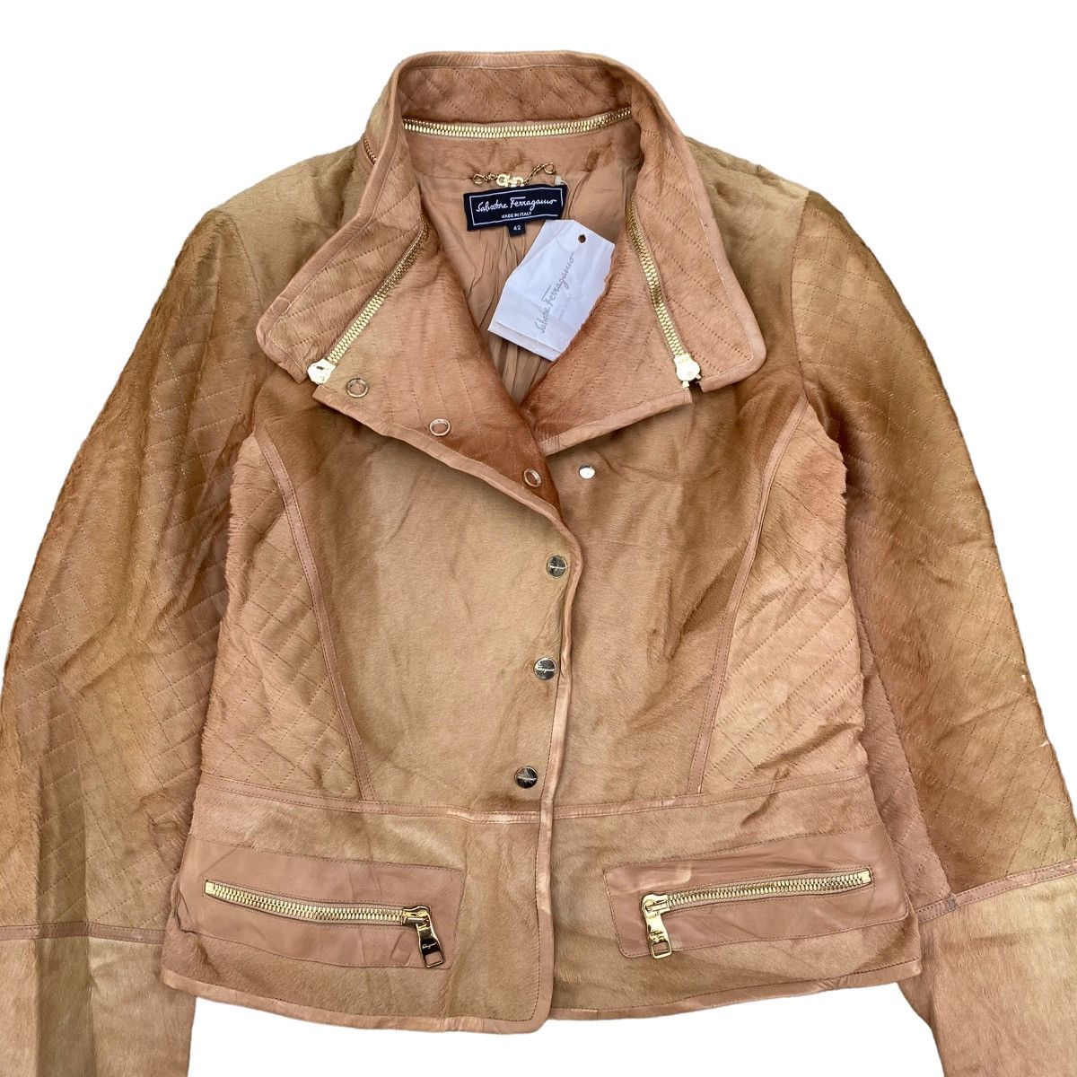Salvatore Ferragamo Very Rare Salvatore Ferragamo Calf Skin Leather Jacket Size M / US 6-8 / IT 42-44 - 5 Thumbnail