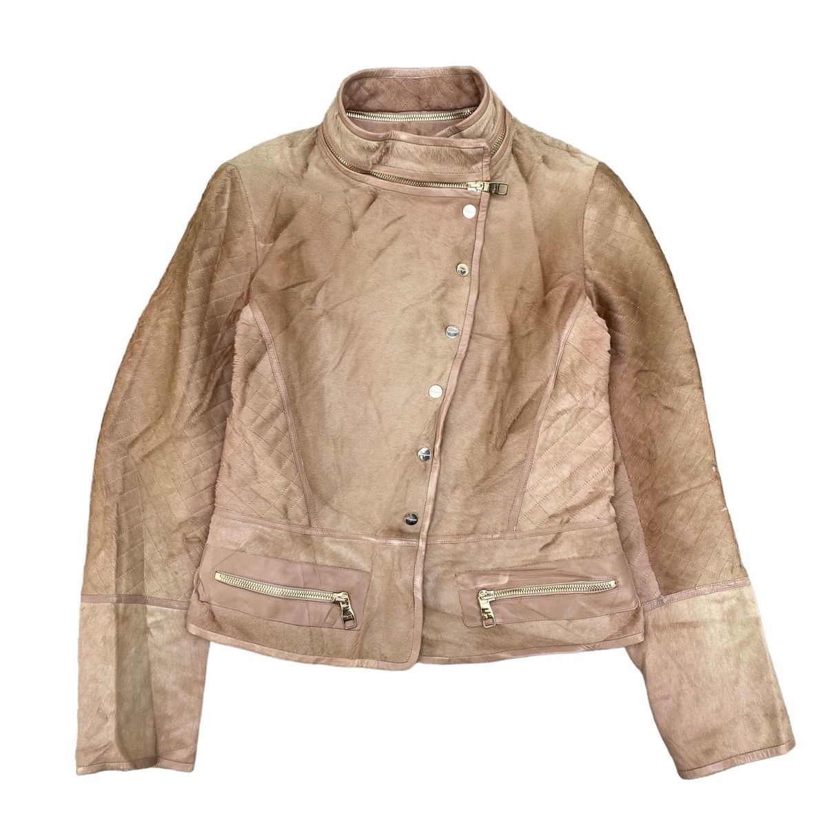 image of Salvatore Ferragamo Calf Skin Leather Jacket, Women's (Size Medium)