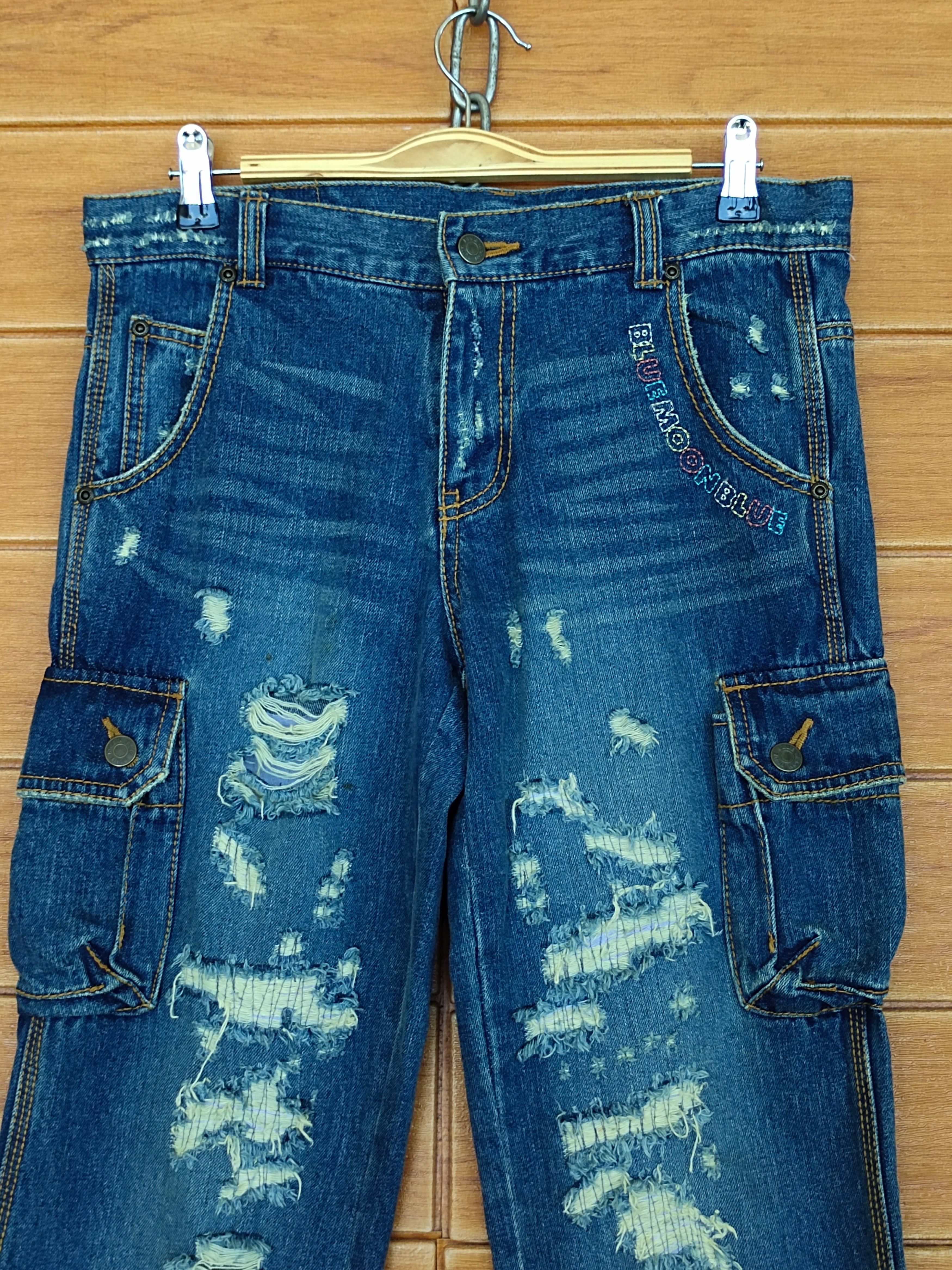 Hysteric Glamour Japanese Jeans Distressed Zig Zag Cargo Denim Pants Size US 31 - 4 Thumbnail
