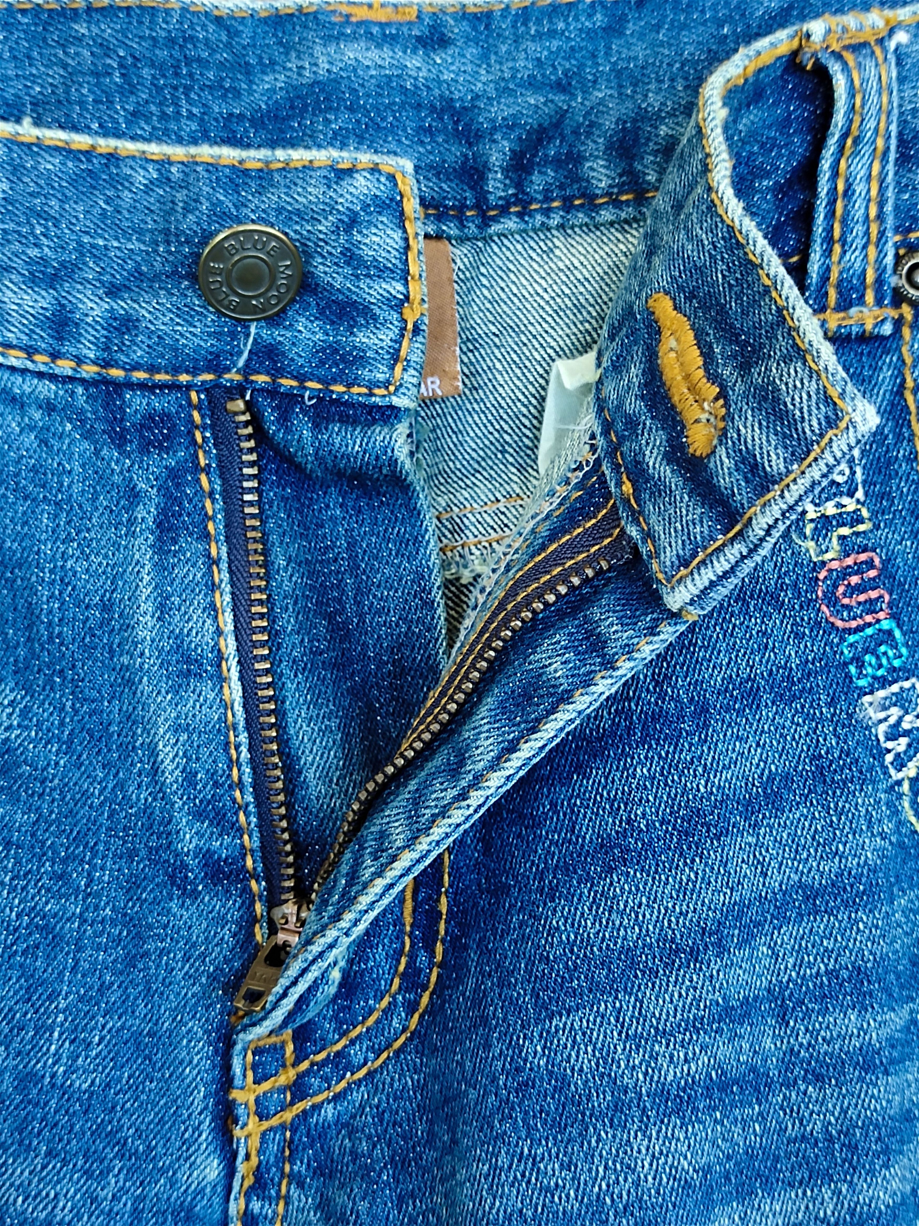 Hysteric Glamour Japanese Jeans Distressed Zig Zag Cargo Denim Pants Size US 31 - 22 Thumbnail