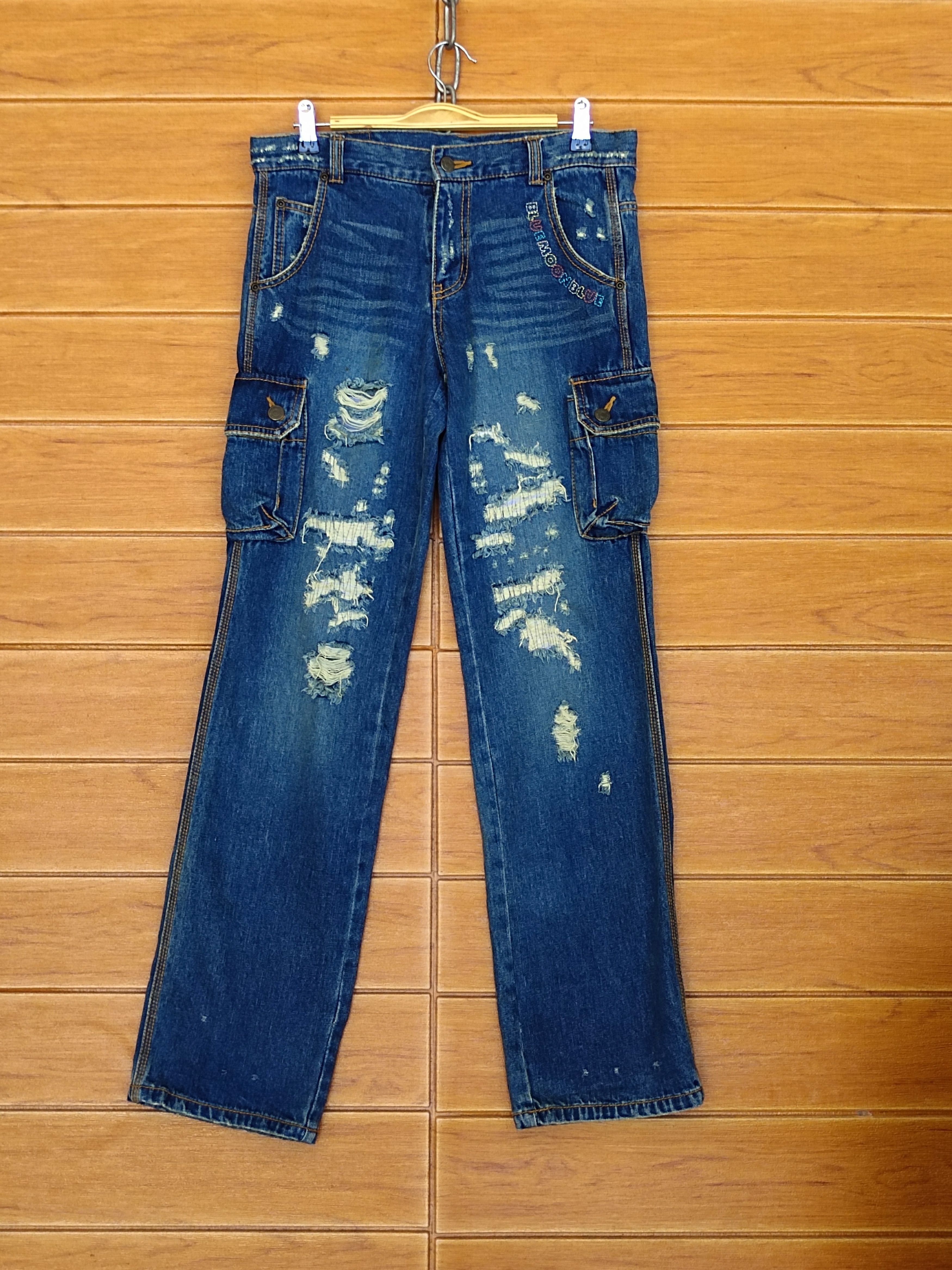 Hysteric Glamour Japanese Jeans Distressed Zig Zag Cargo Denim Pants Size US 31 - 3 Thumbnail