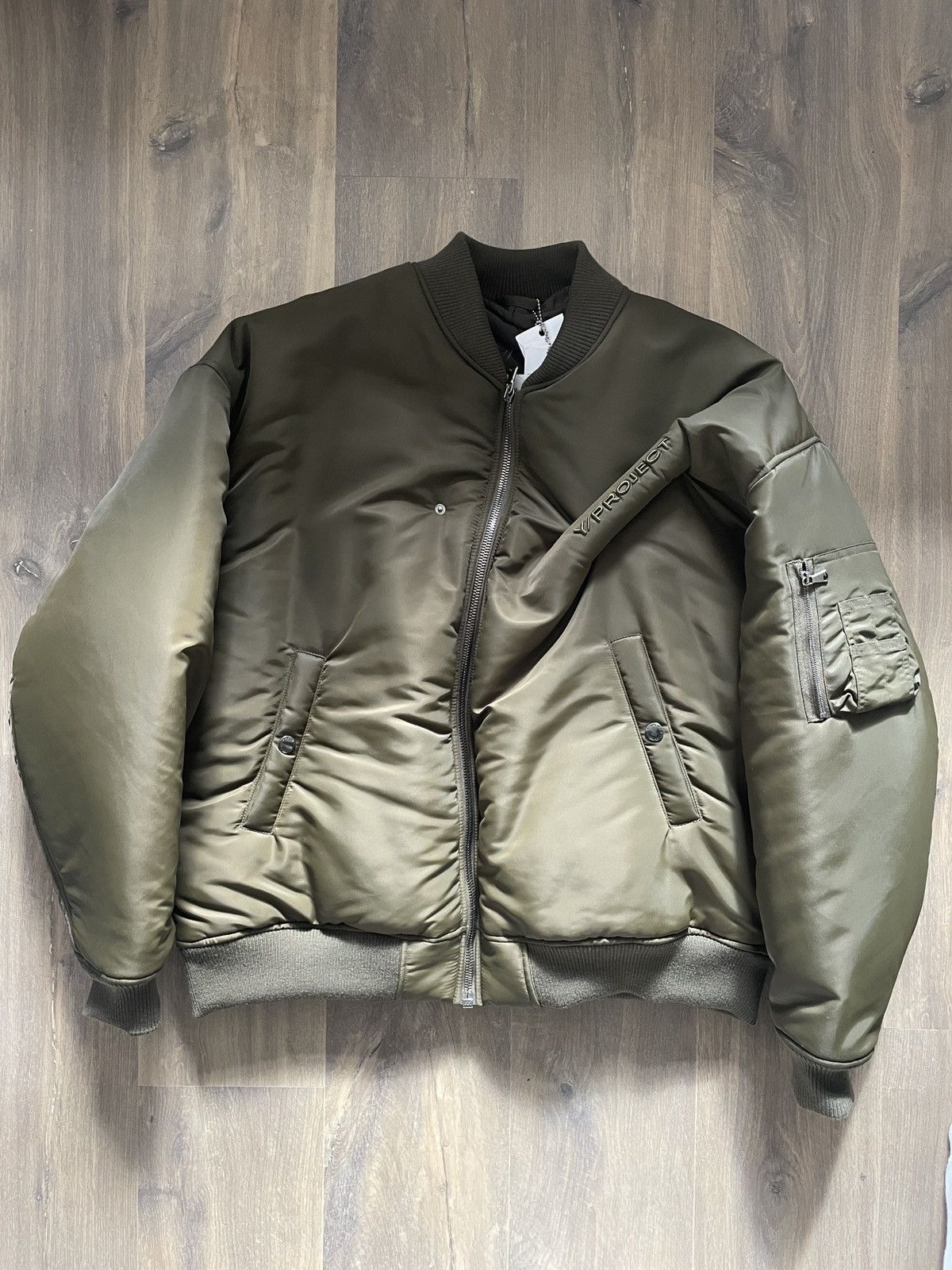 image of Yproject Pinched Logo Bomber Jacket in Green, Men's (Size Medium)