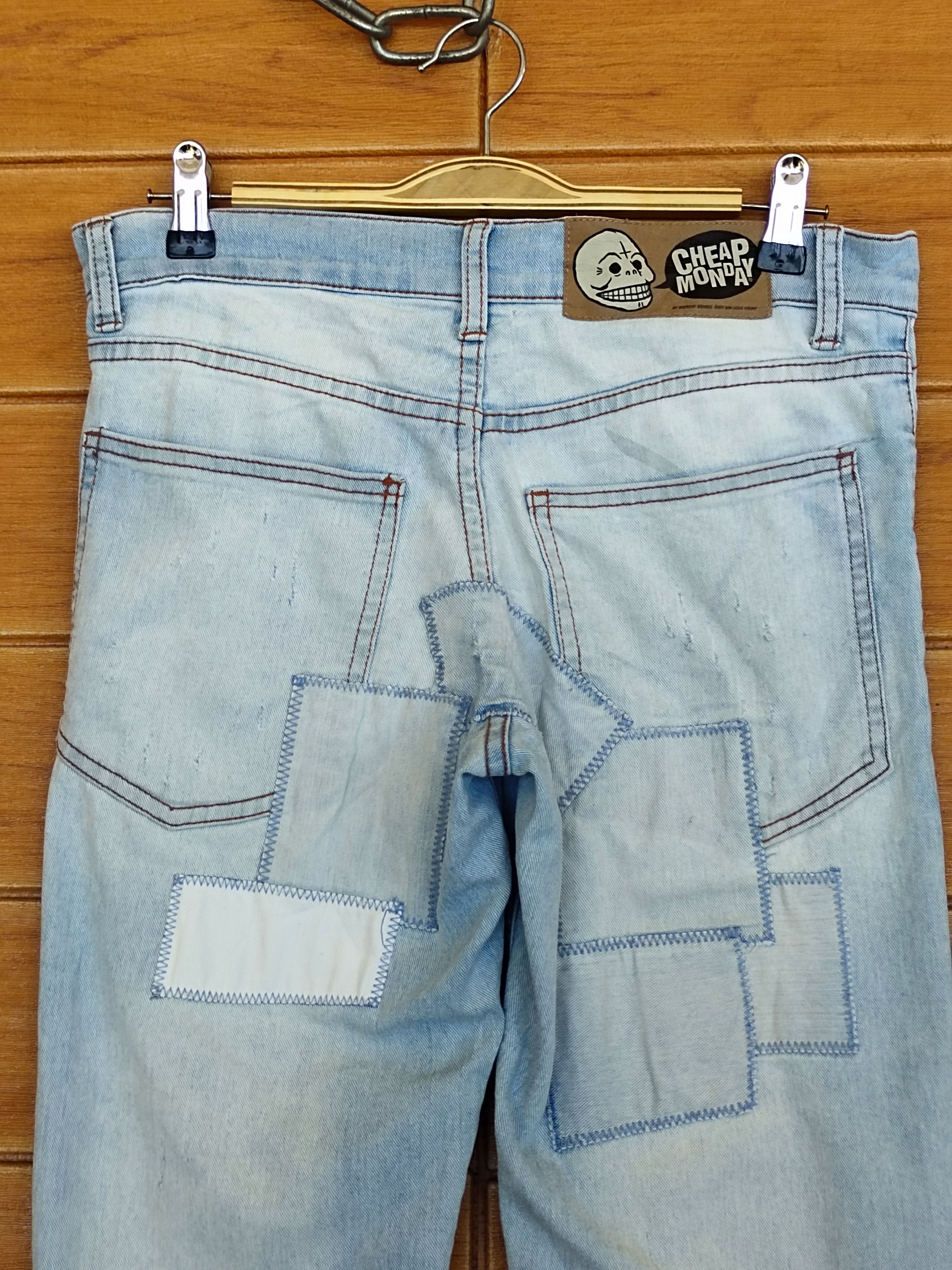 Cheap Monday Cheap Monday Patchwork Distressed Skinny Denim Pants Size US 28 / EU 44 - 8 Thumbnail