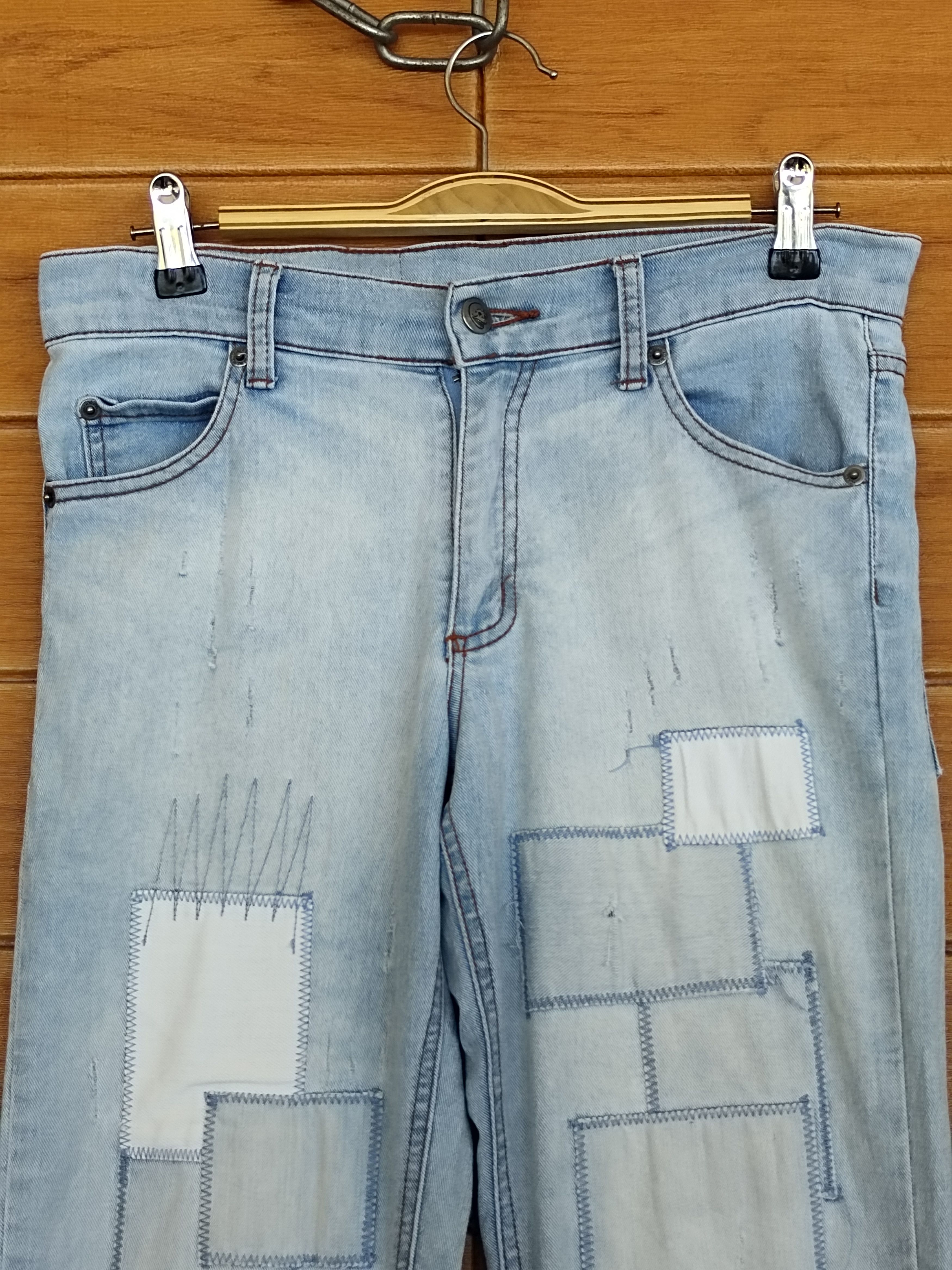 Cheap Monday Cheap Monday Patchwork Distressed Skinny Denim Pants Size US 28 / EU 44 - 2 Thumbnail
