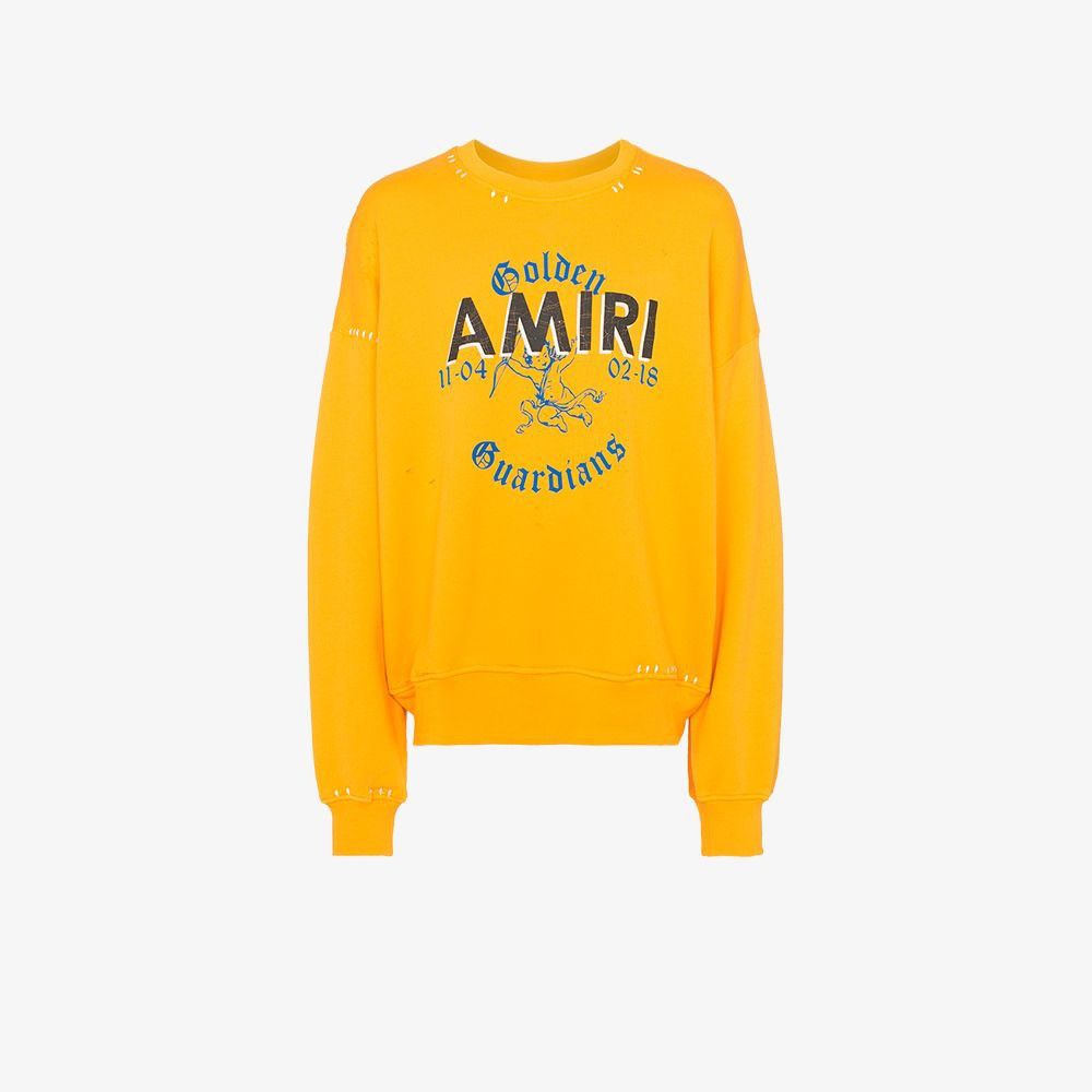 Amiri “Golden Guardians” Distressed Crewneck Sweater